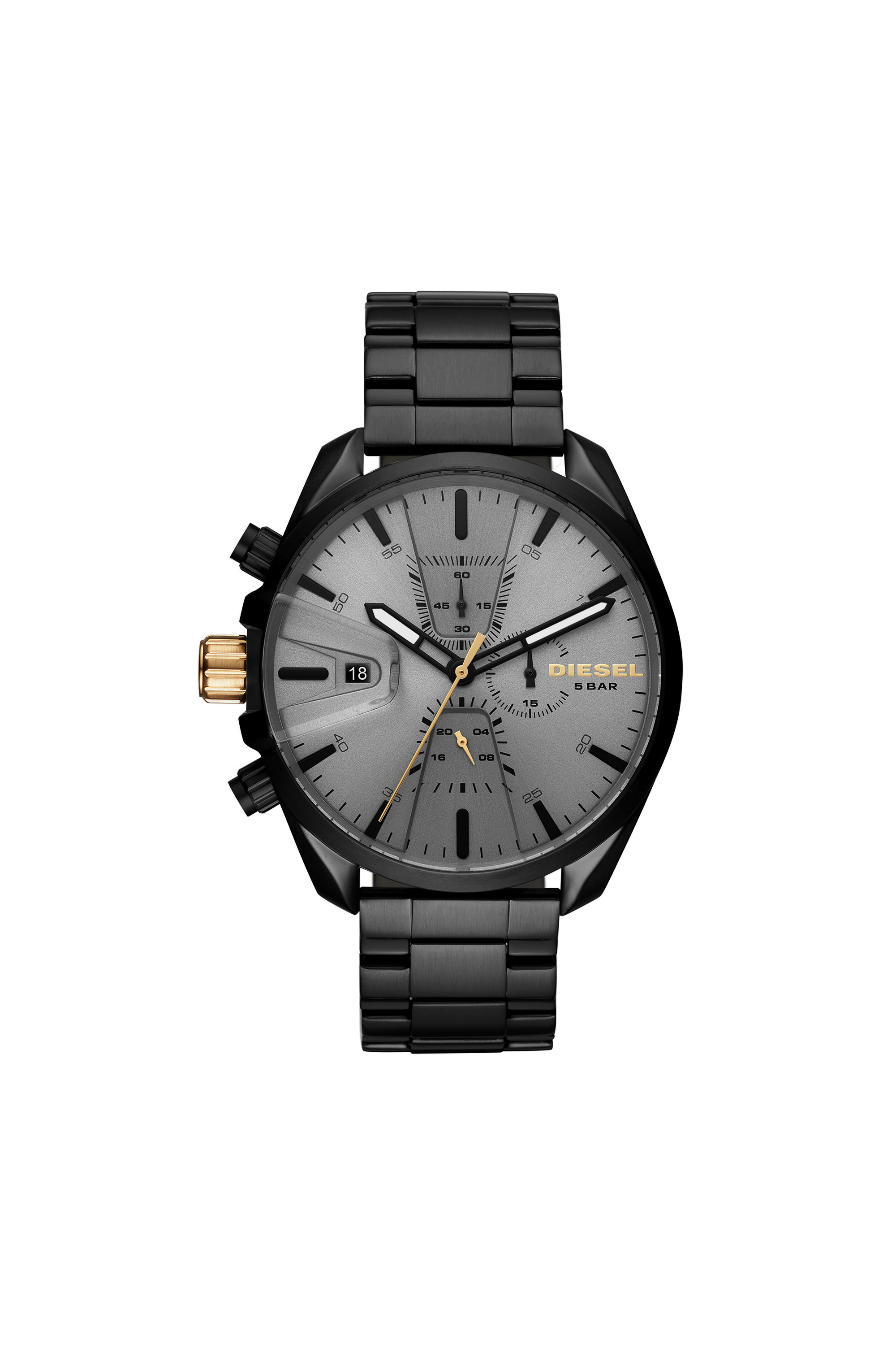 Diesel - DZ4474, Herren Schwarze Uhr mit grauem Ziffernblatt, 47&nbsp;mm in Dunkelgrau - 1