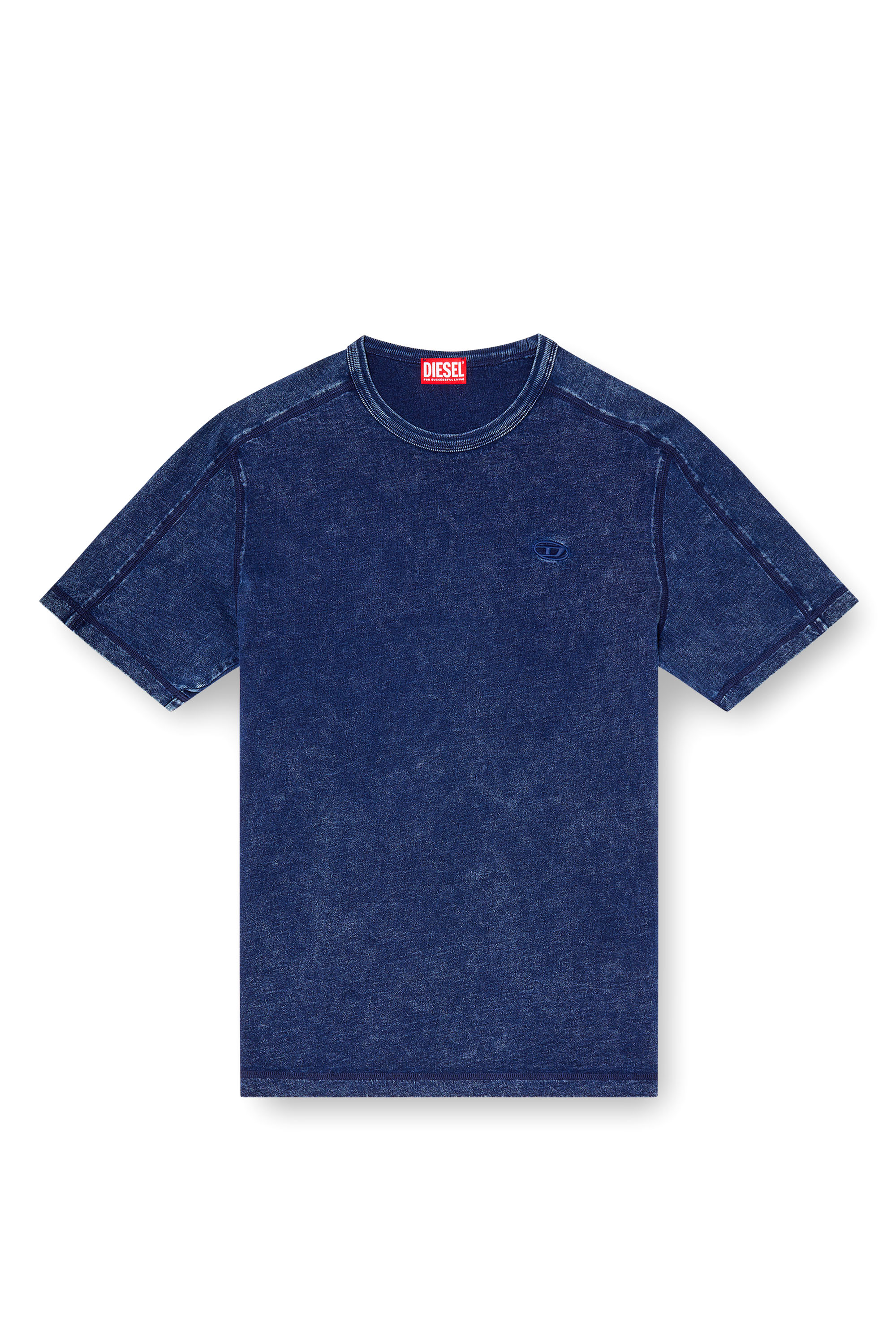 Diesel - T-ADJIND, Herren T-Shirt aus Jersey in Denim-Optik in Blau - 4