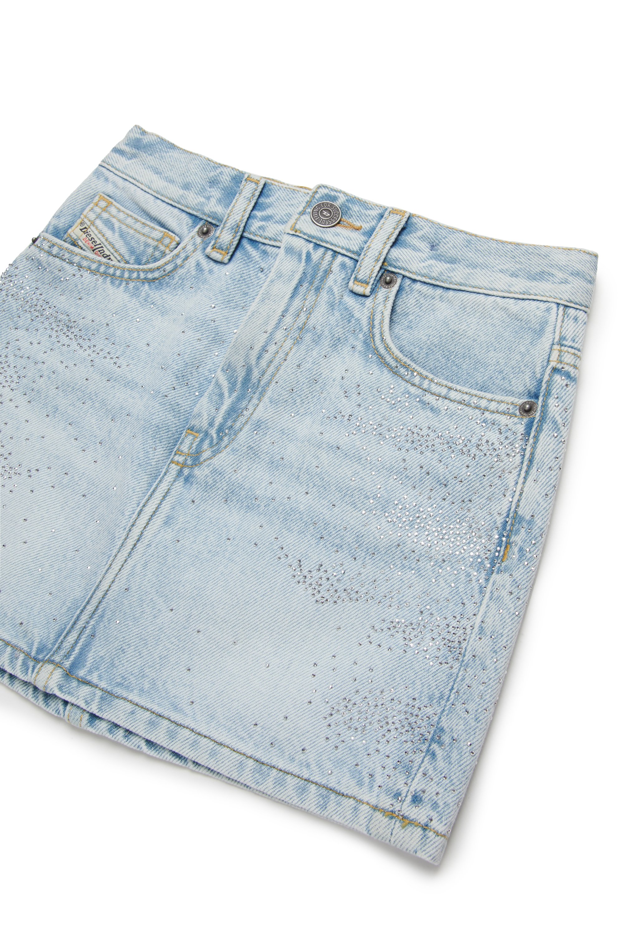 Diesel - GIANNA, Damen Kurzer Rock aus Denim mit Mikrosteinen in Hellblau - 3