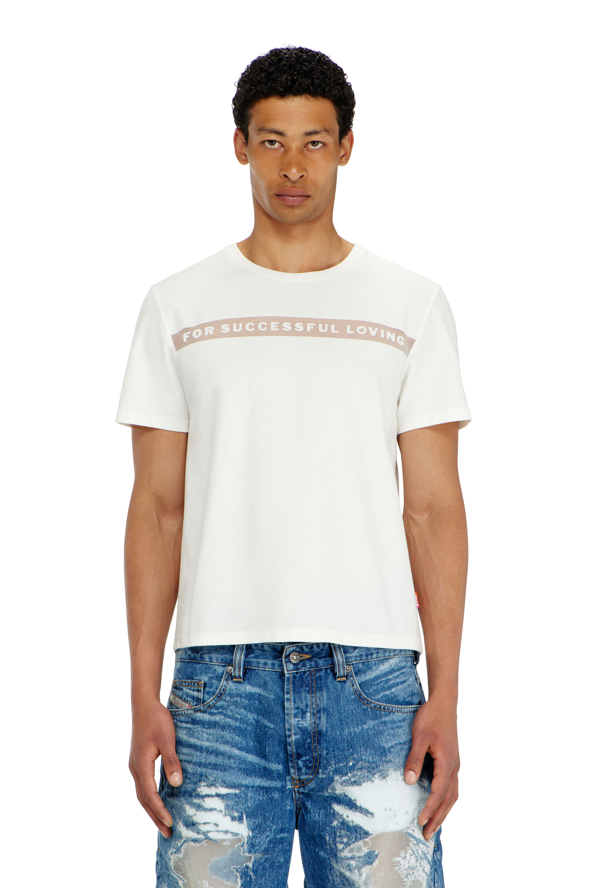 Diesel - PR-T-NOTS-CHI-R, Unisex T-Shirt mit For Successful Loving Logo in Wei&szlig; - 3