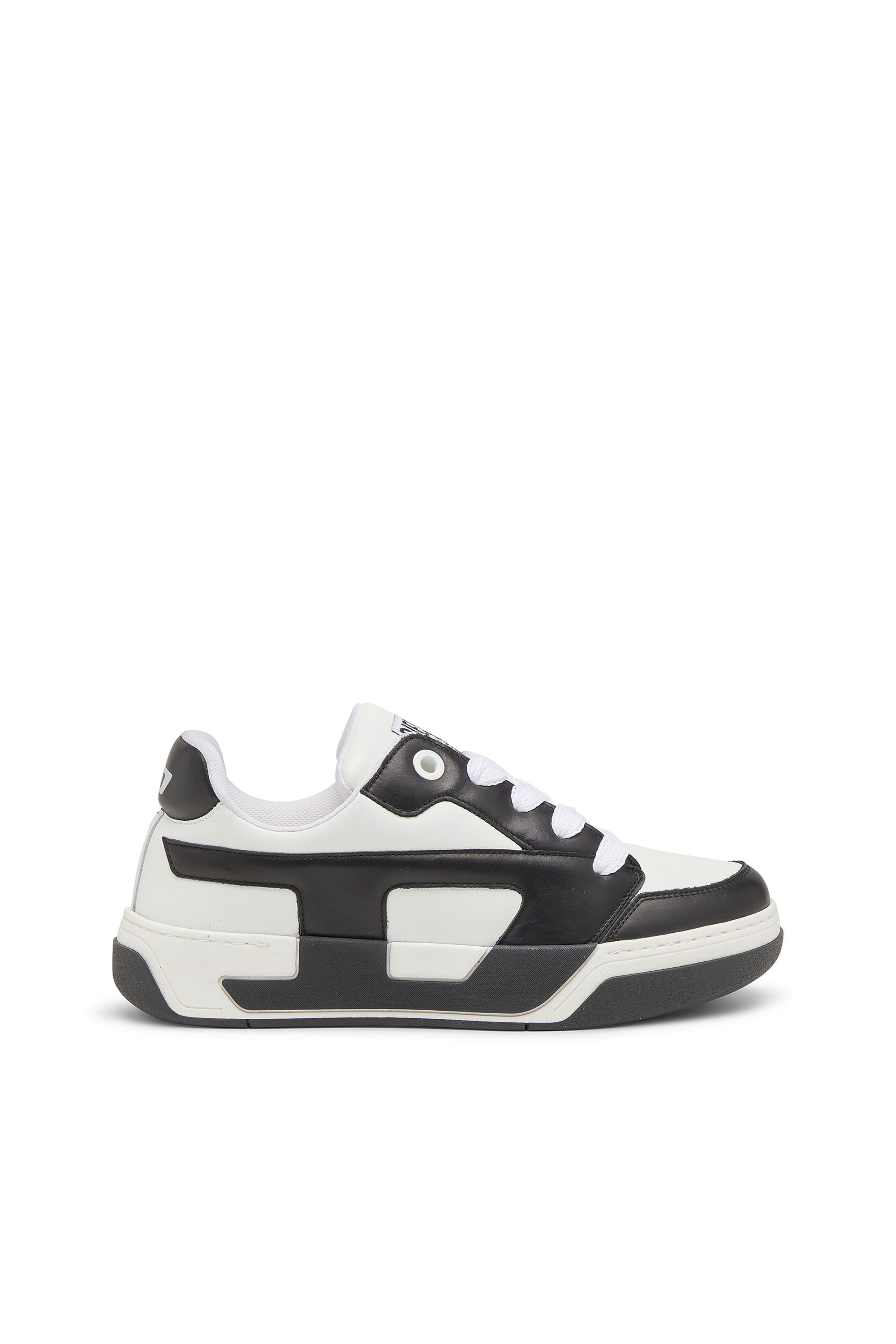 Diesel - S-D-OLLIE LOW, Herren D-Ollie-Sneakers aus Leder im Colour-Block-Design in Wei&szlig;/Schwarz - 1