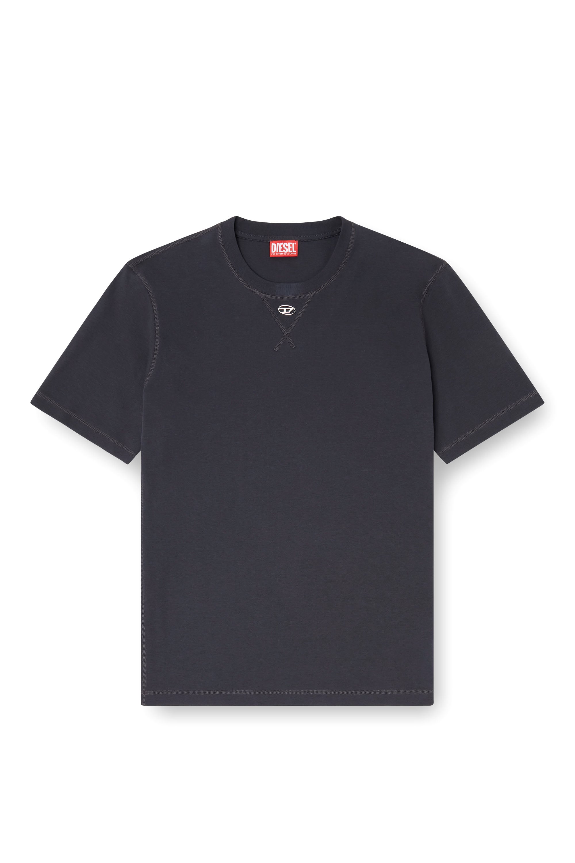 Diesel - T-MADJUST-TR, Herren Regul&auml;res T-Shirt mit Rundhalsausschnitt und ovalem D in Dunkelgrau - 3