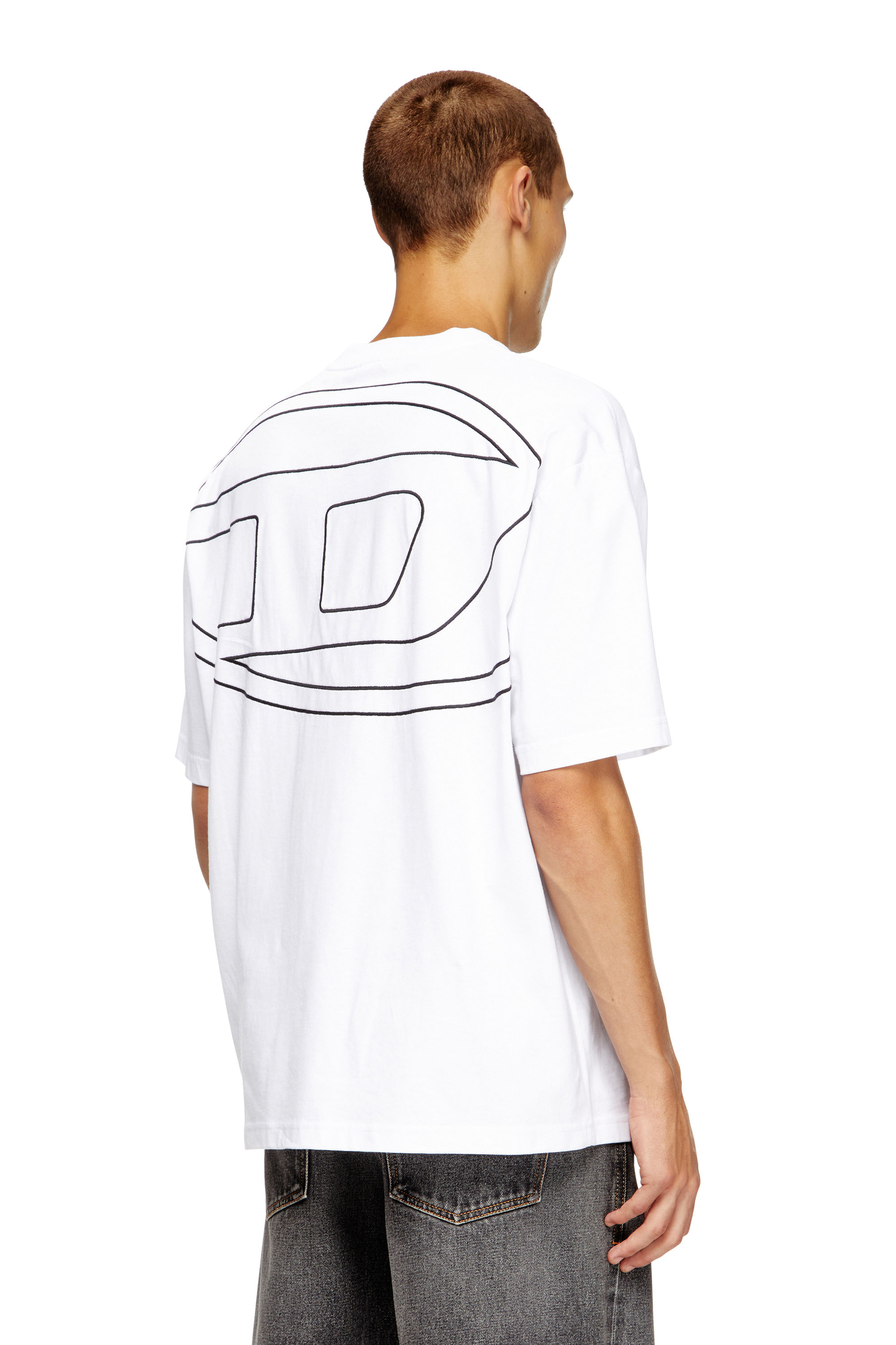 Diesel - T-BOGGY-MEGOVAL-D, Herren T-Shirt mit großer Oval D-Stickerei in Weiß - 1
