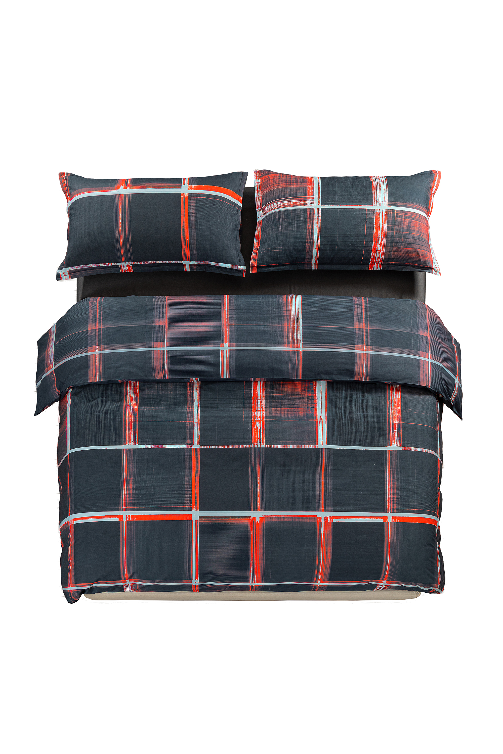 1016331 PSYCHEDELIC CHECKS DARK  DUVET C, Schwarz/Rot