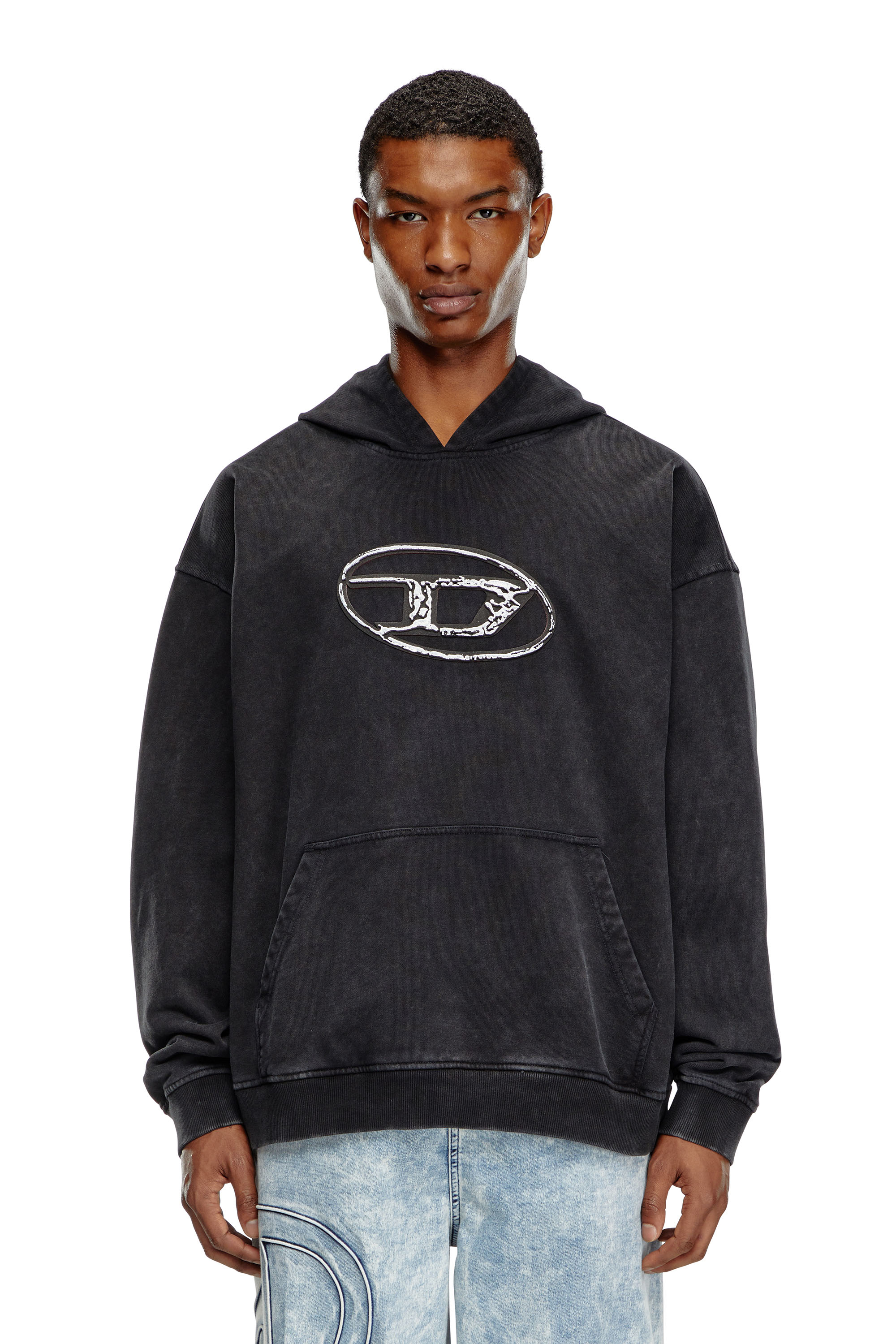 Diesel - S-BOXT-HOOD-Q7, Herren Hoodie mit mehrlagigem Logo-Print in Schwarz - 3