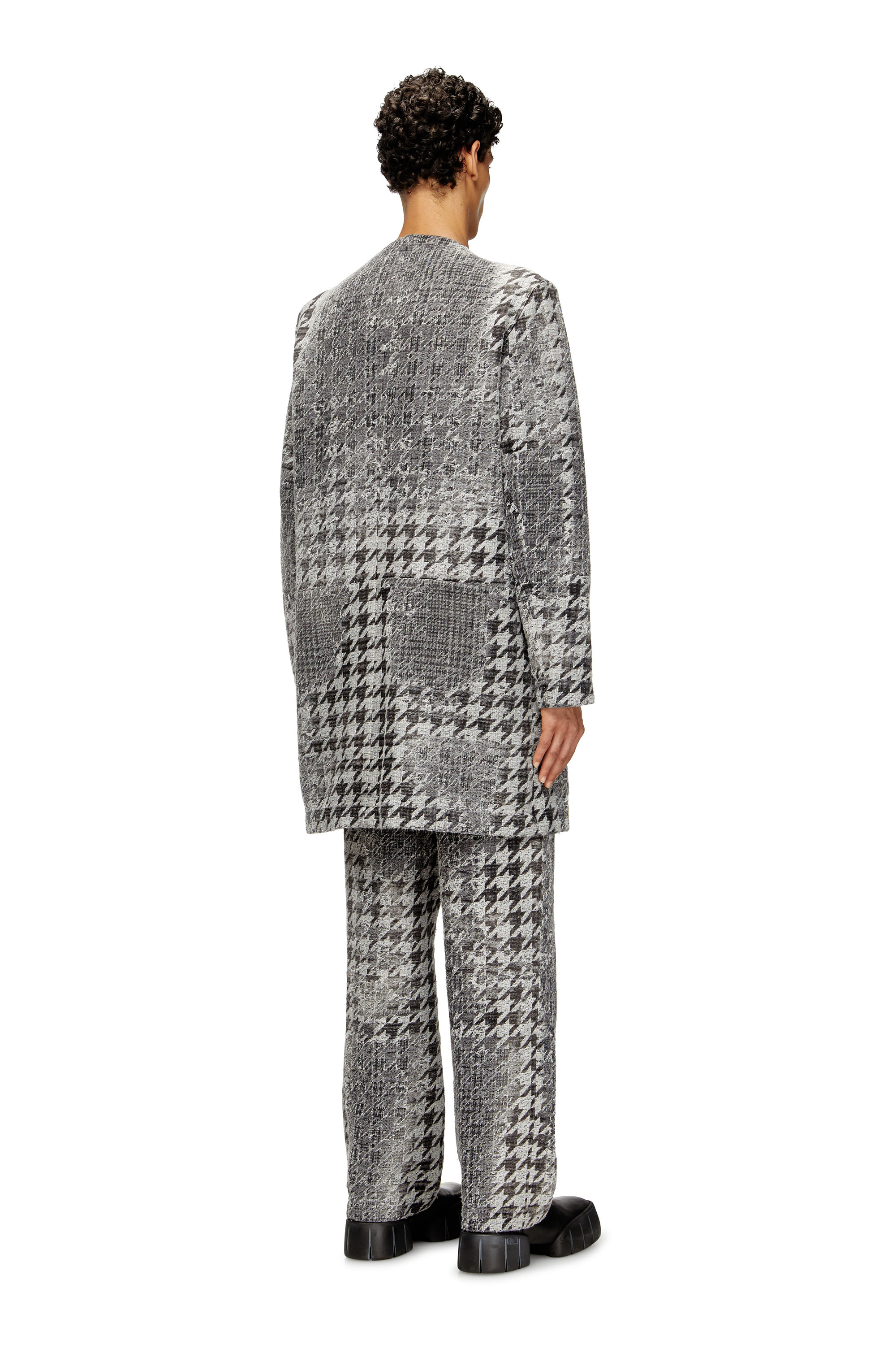 Diesel - D-LOT-FSH, Unisex Mantel aus Prince-of-Wales-Jacquard-Denim in Schwarz/Weiss - 4