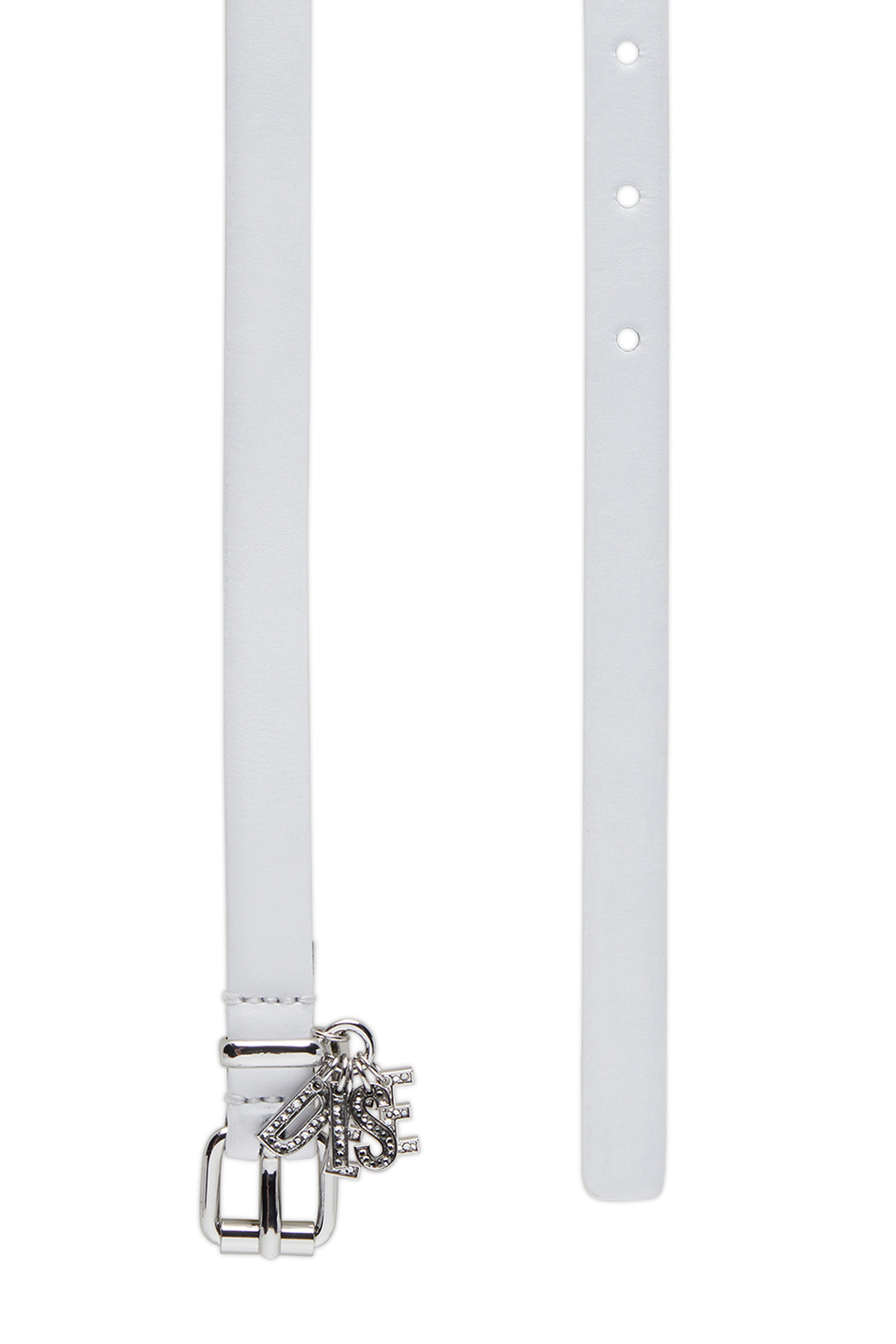 B-CHARM-LOOP, Weiß Diesel - B-CHARM-LOOP, Damen 1.4cm Gürtel aus Leder mit Logo-Anhängern aus Strass in Weiß - 2