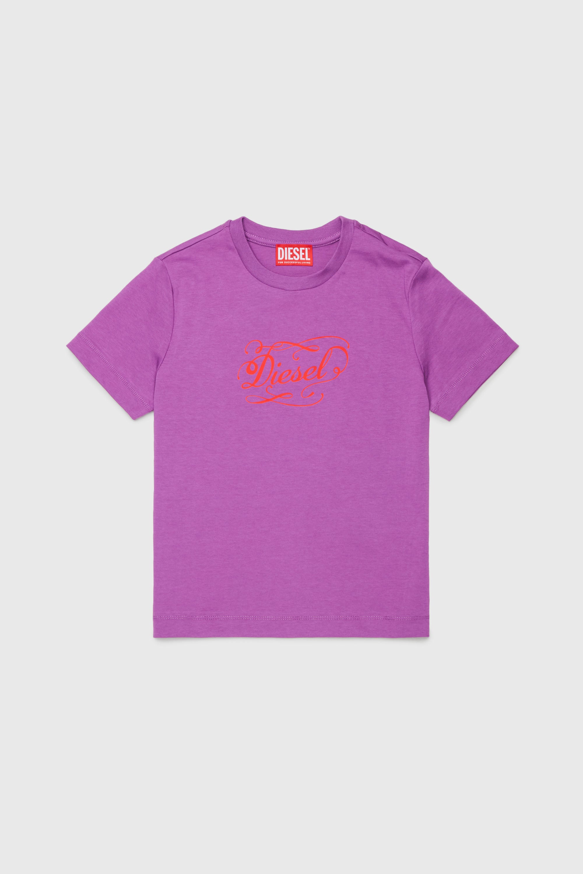 Diesel - TORSAL, Woman's Cotton T-shirt with whimsical logo print in Violet - 1