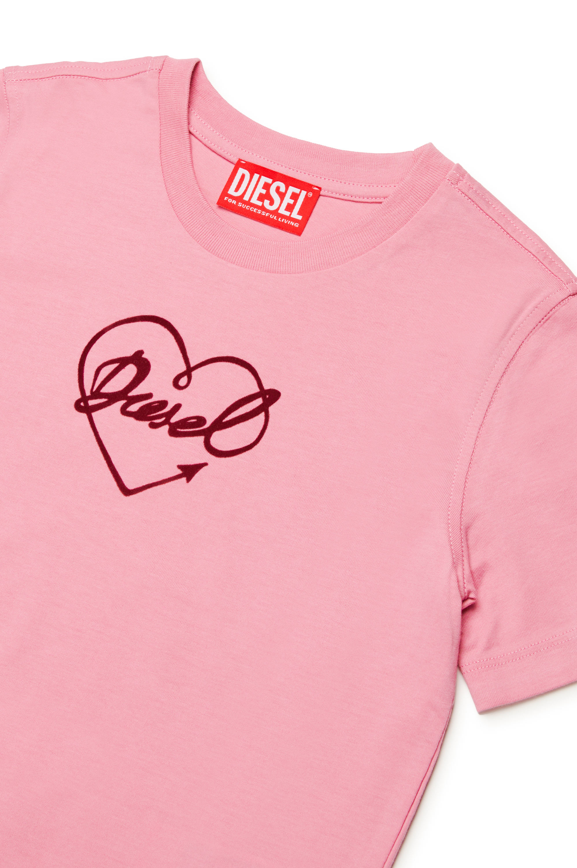 Diesel - TREGL4, Damen T-Shirt mit aufgeflocktem Logo-Herz in Rosa - 3