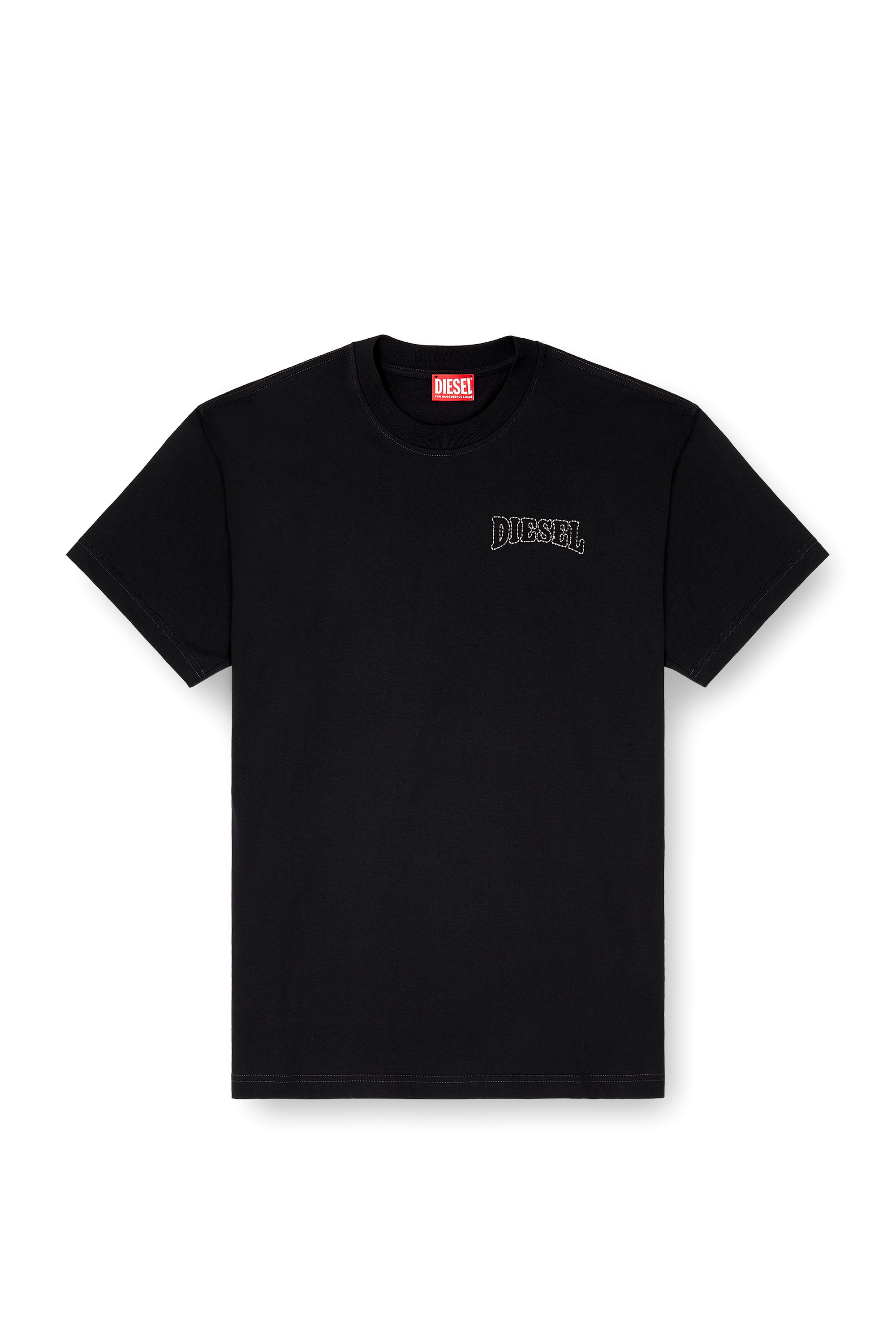 Diesel - T-NORM-V16, Herren Regul&auml;res Baumwoll-T-Shirt mit Diesel-Stickerei in Schwarz - 3