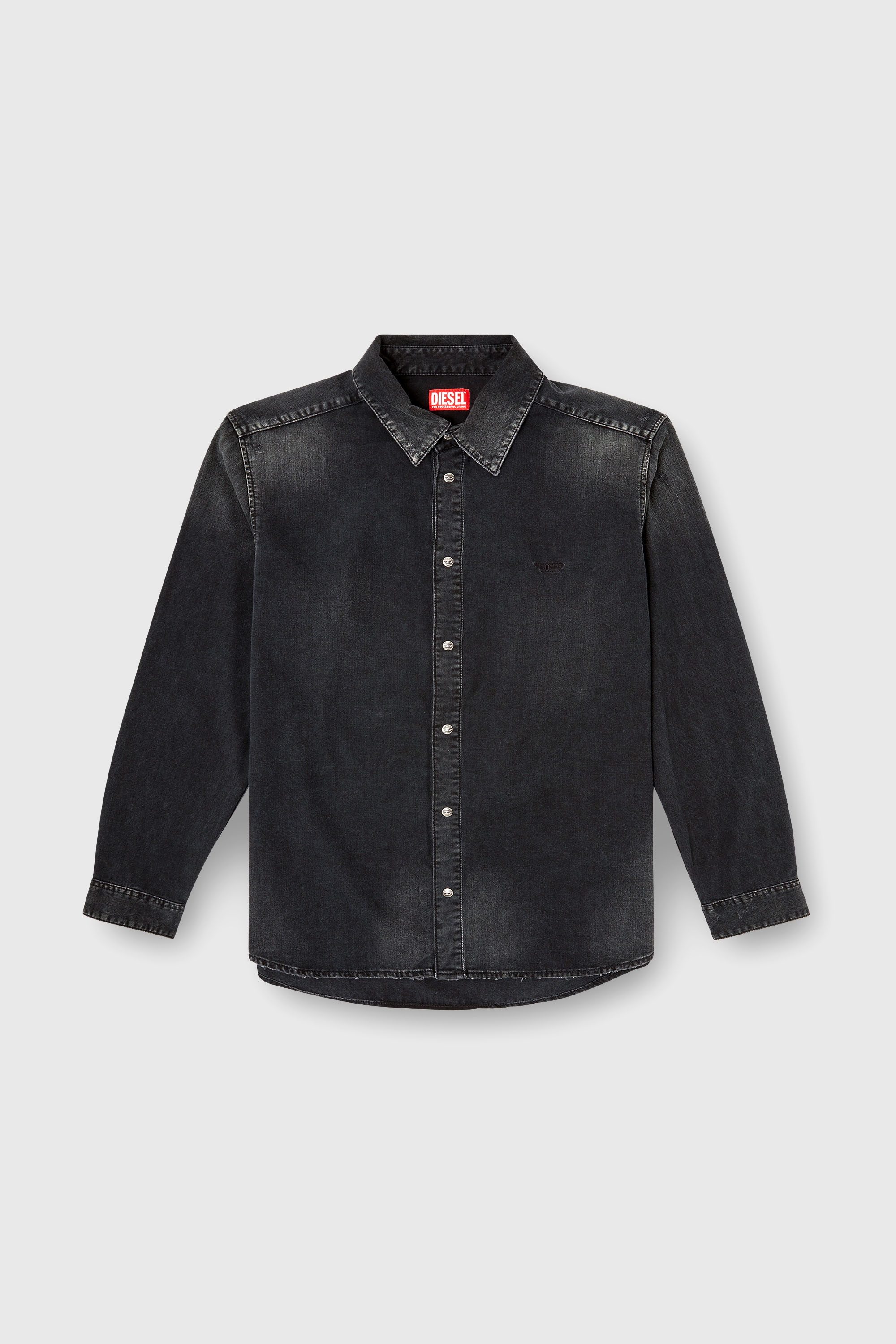 Diesel - D-SIMPLY, Herren Lang&auml;rmeliges Denimhemd in Schwarz - 2