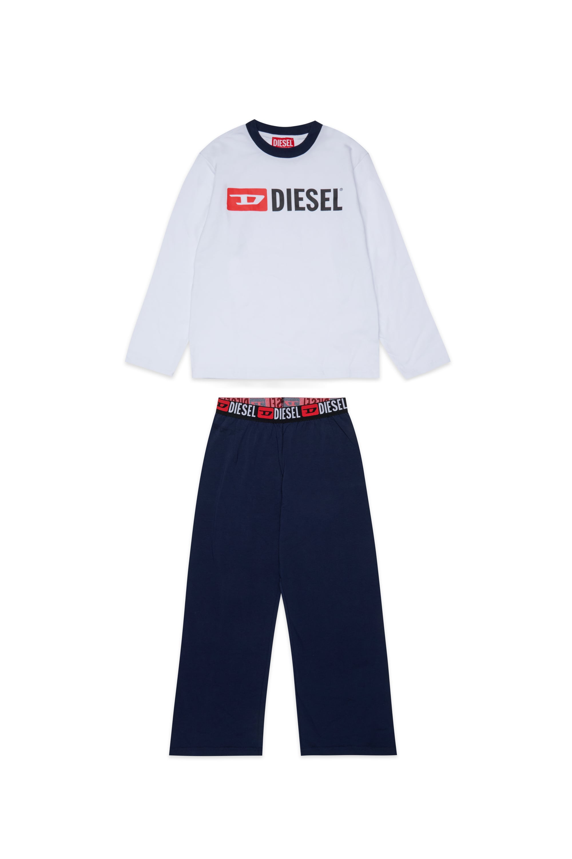 Diesel - UNIV, Herren Pyjama-Set aus stretch-baumwolle in Blau/Weiss - 1