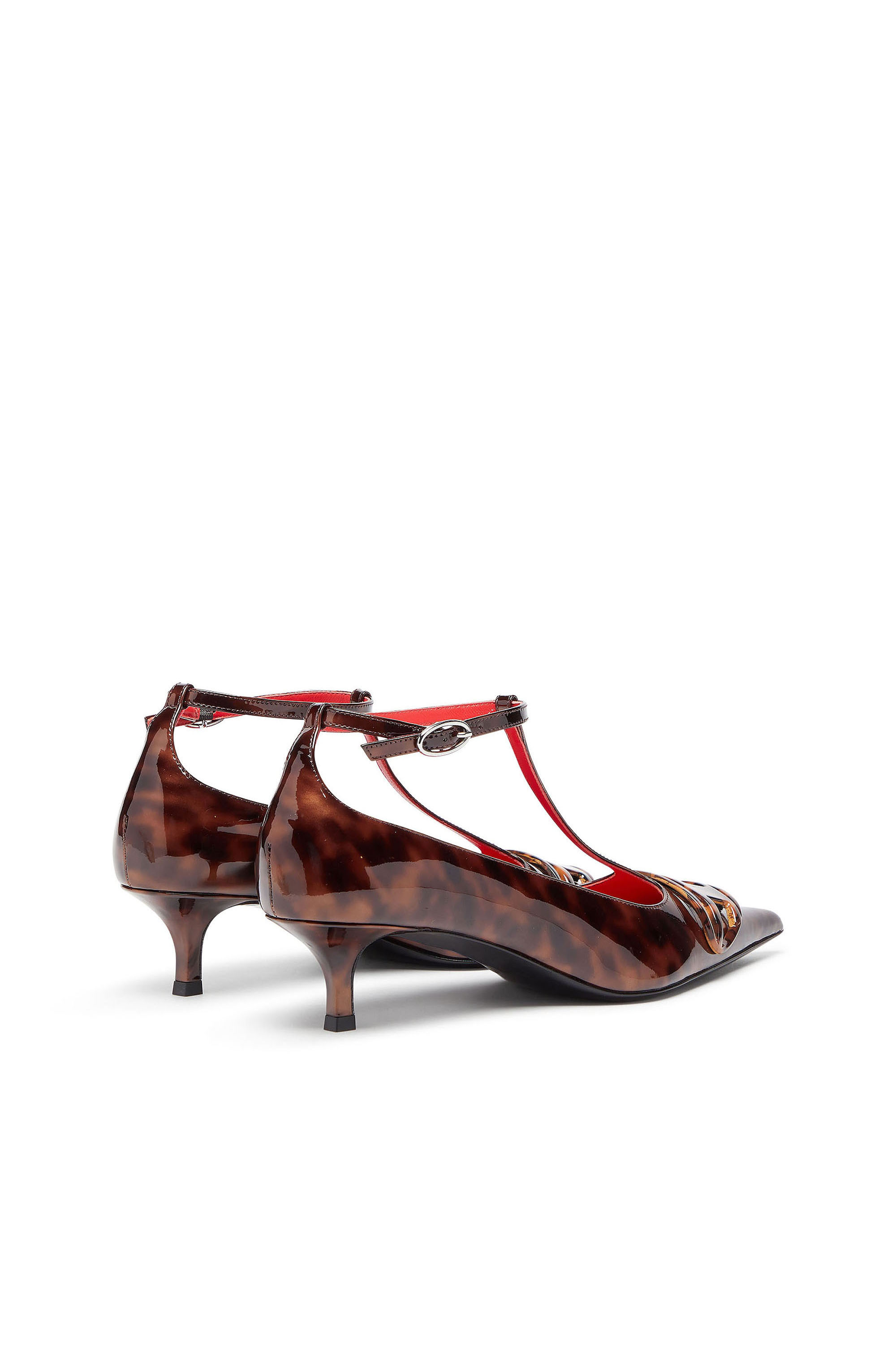 Diesel - D-VENUS KITTIE T-BAR, Damen D-Venus - Patent Leopard T-Bar Pumps in Braun - 3