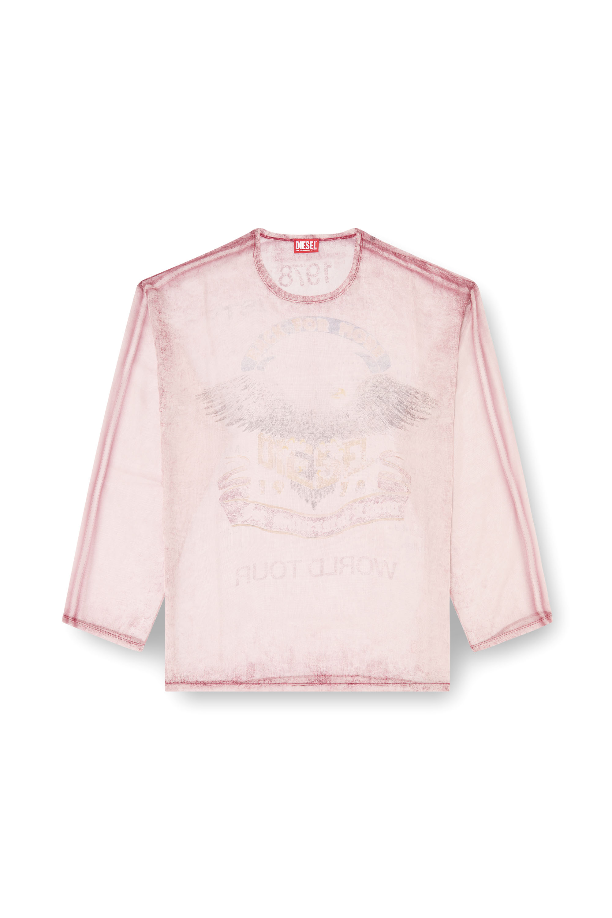 Diesel - T-DOUBLEX-LS, Herren Transparentes Chiffon-Top mit Konzertgrafiken in null - 2