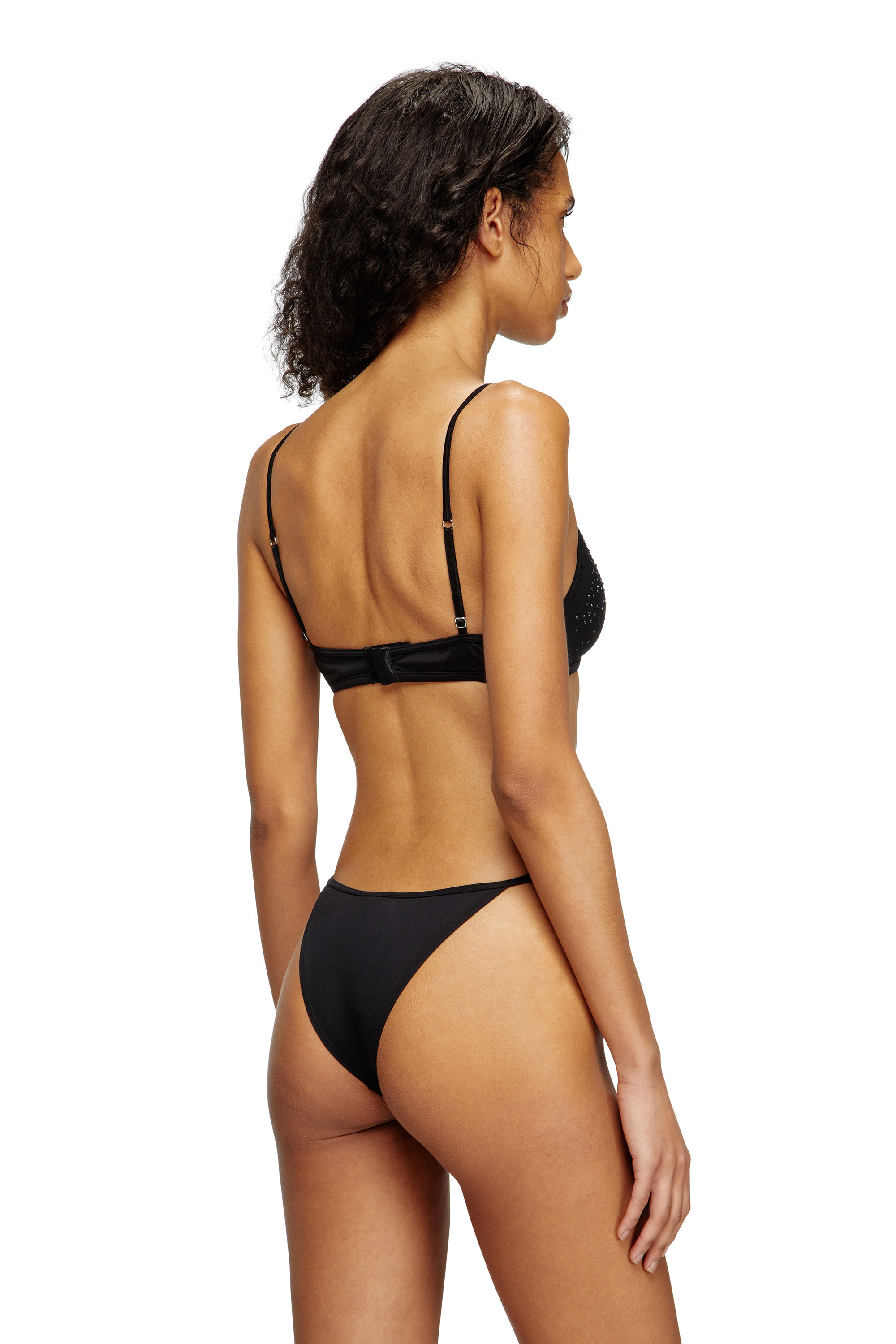 Diesel - LUNA-DNM, Damen Triangel-BH aus Mikrofaser mit Kristallen in Schwarz - 3