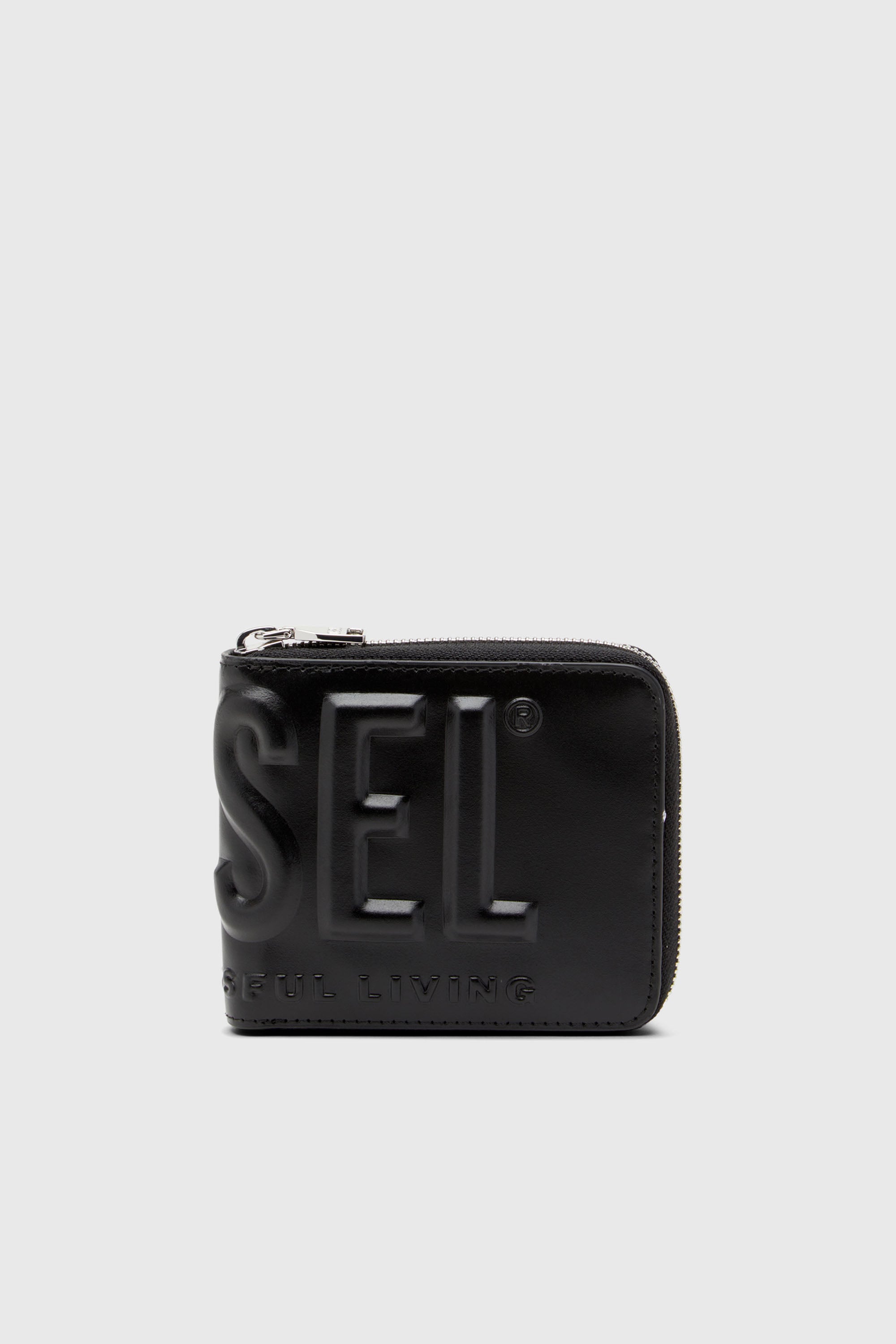 Diesel - DSL 3D- BI FOLD COIN ZIP XS, Herren Portemonnaie aus Leder mit Rei&szlig;verschluss und Logo-Pr&auml;gung in Schwarz - 1