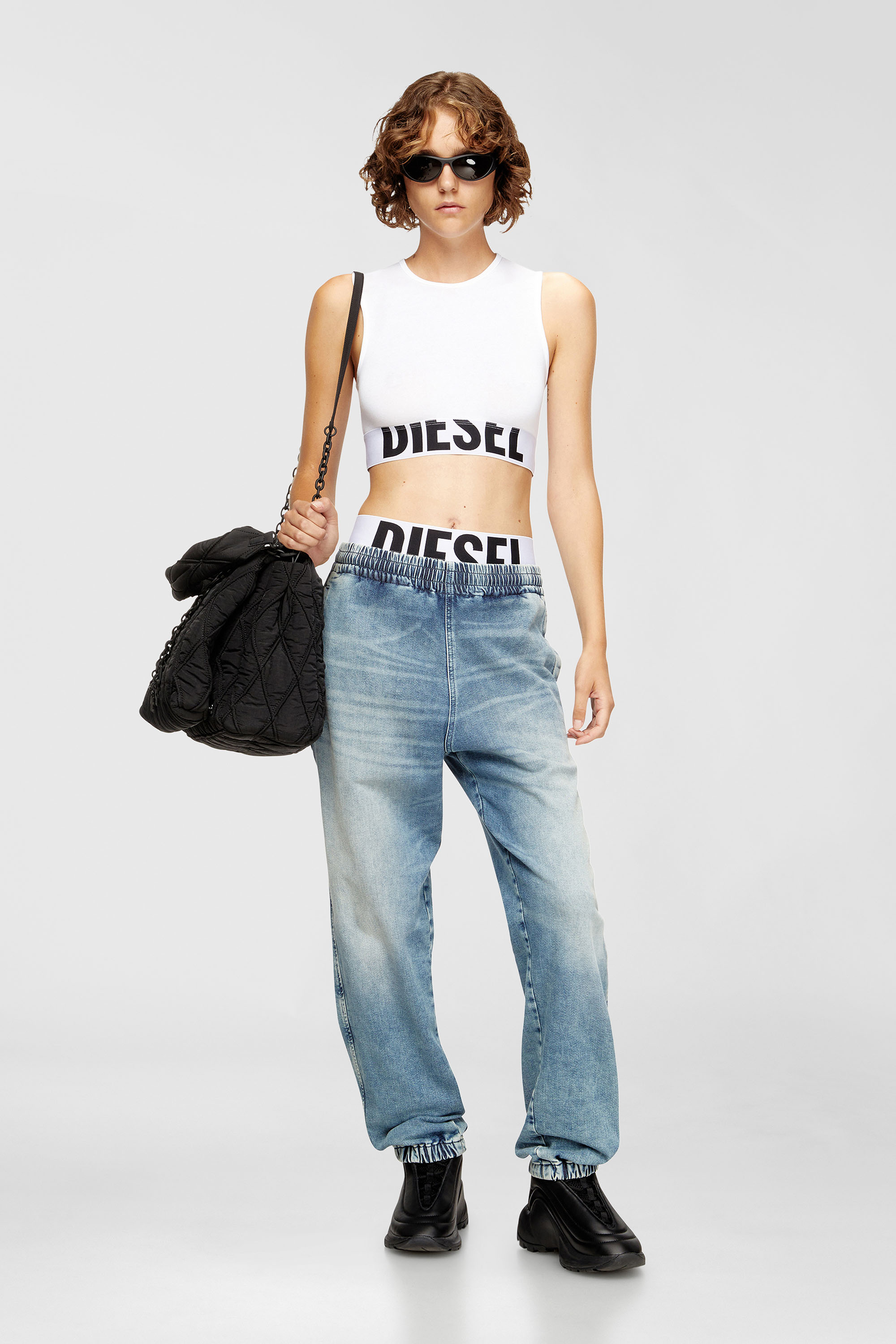 Diesel - ADA-D-POP, Damen Verk&uuml;rztes Tanktop mit Cut-off-Logo in Wei&szlig; - 6