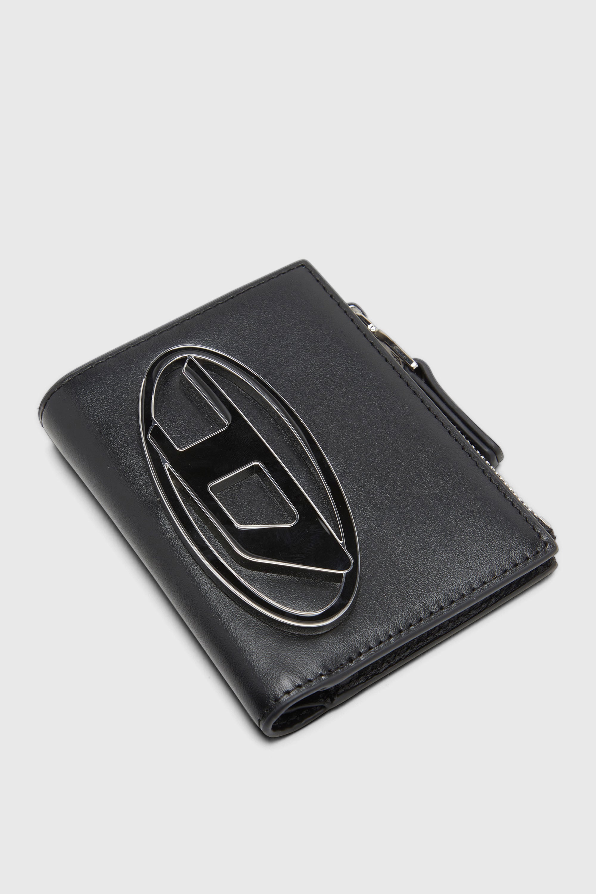 Diesel - 1DR BI-FOLD ZIP II, Damen Kleines Portemonnaie aus Leder mit Logo-Plakette in Schwarz - 4