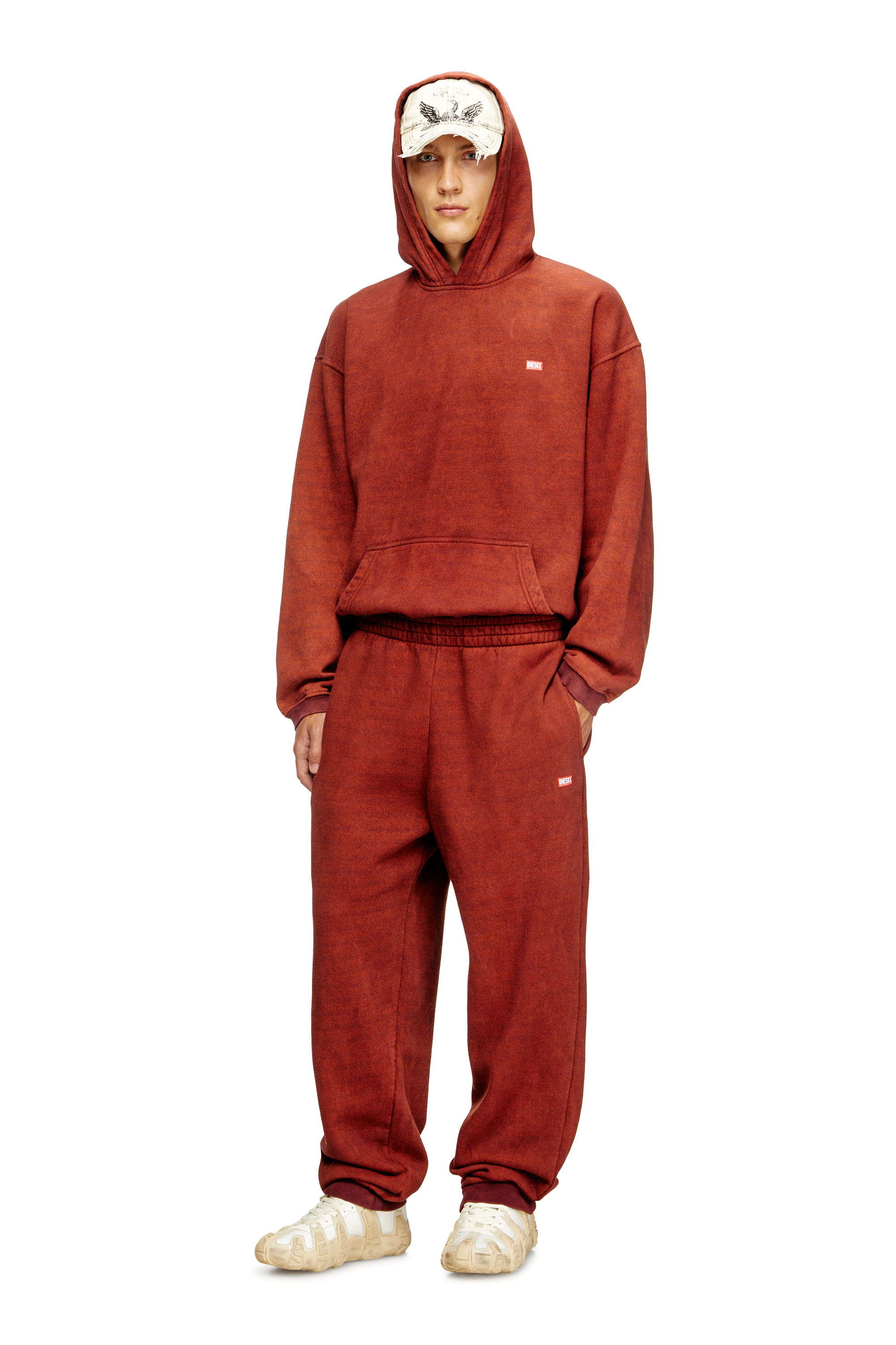 P-MARKY-CUFF, Red Diesel - P-MARKY-CUFF, Man's Drawstring pants with ribbed trim in Red - 1