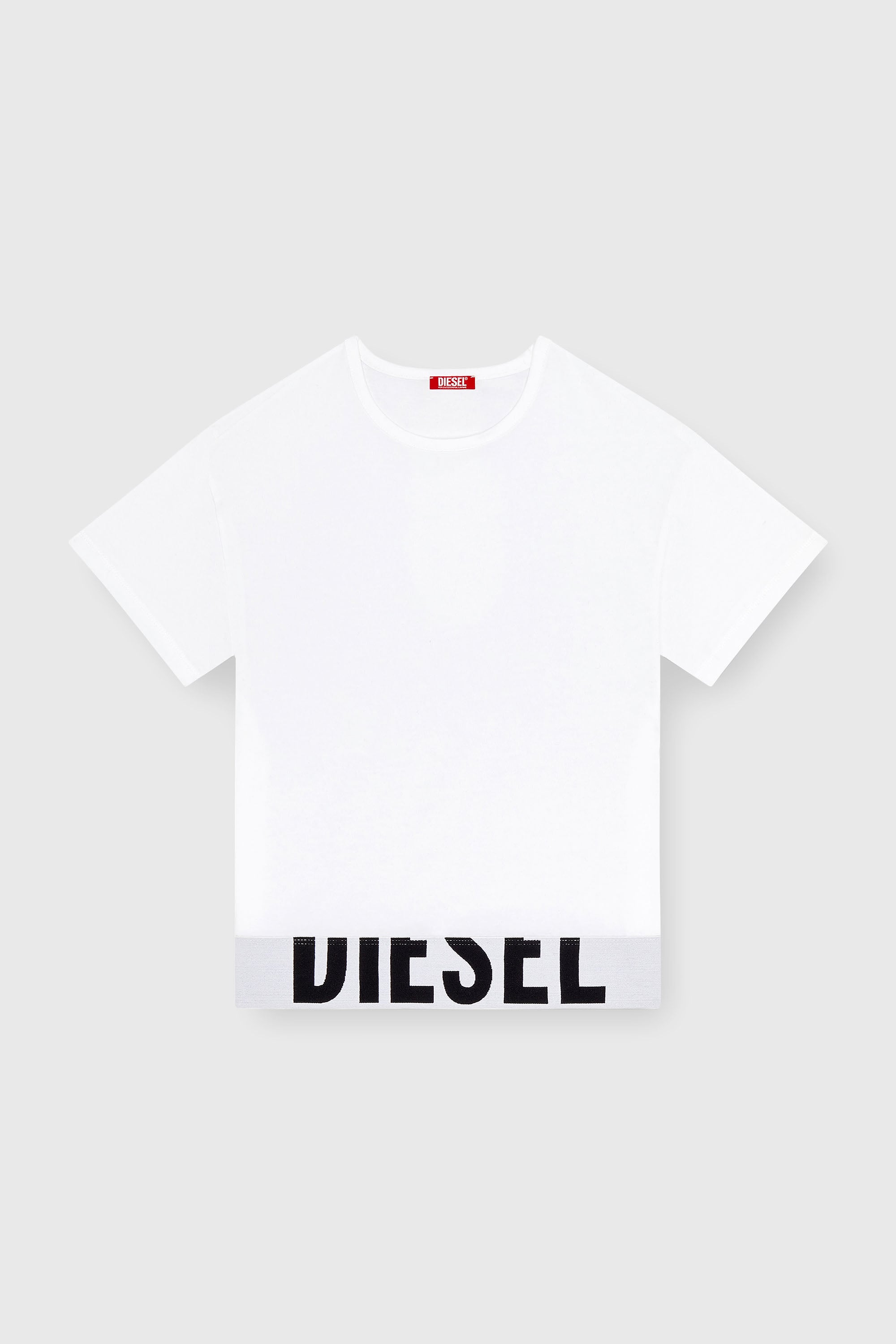 Diesel - UFTEE-SPORT-CROPPED-T-SHIRT, Damen Sportliches verk&uuml;rztes Top mit Logo-Band in Wei&szlig; - 2