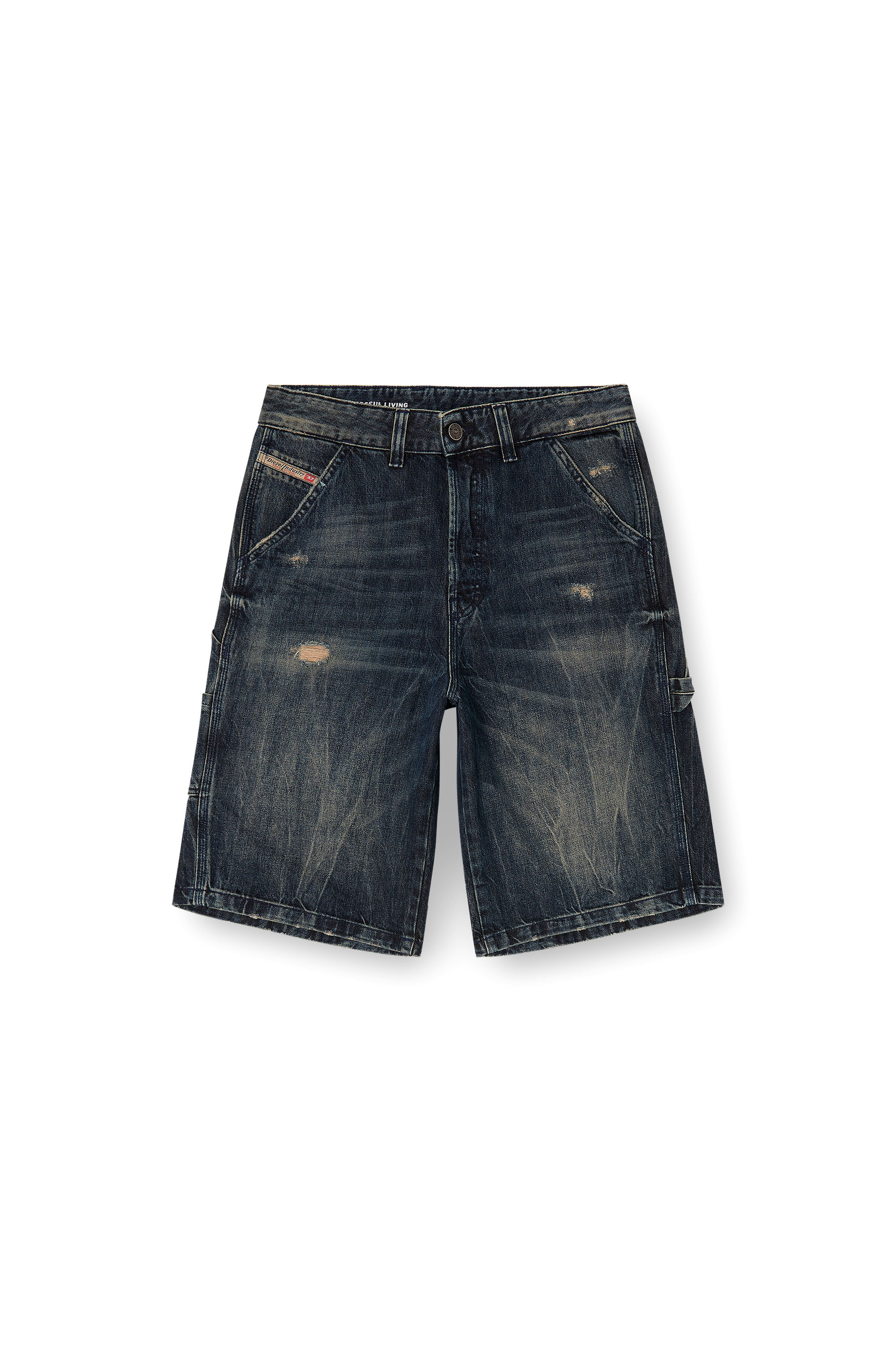 Diesel - D-LIVERY-W-SHORT, Herren Relaxed-Fit-Jeansshorts mit Abnutzungen in Dunkelblau - 3