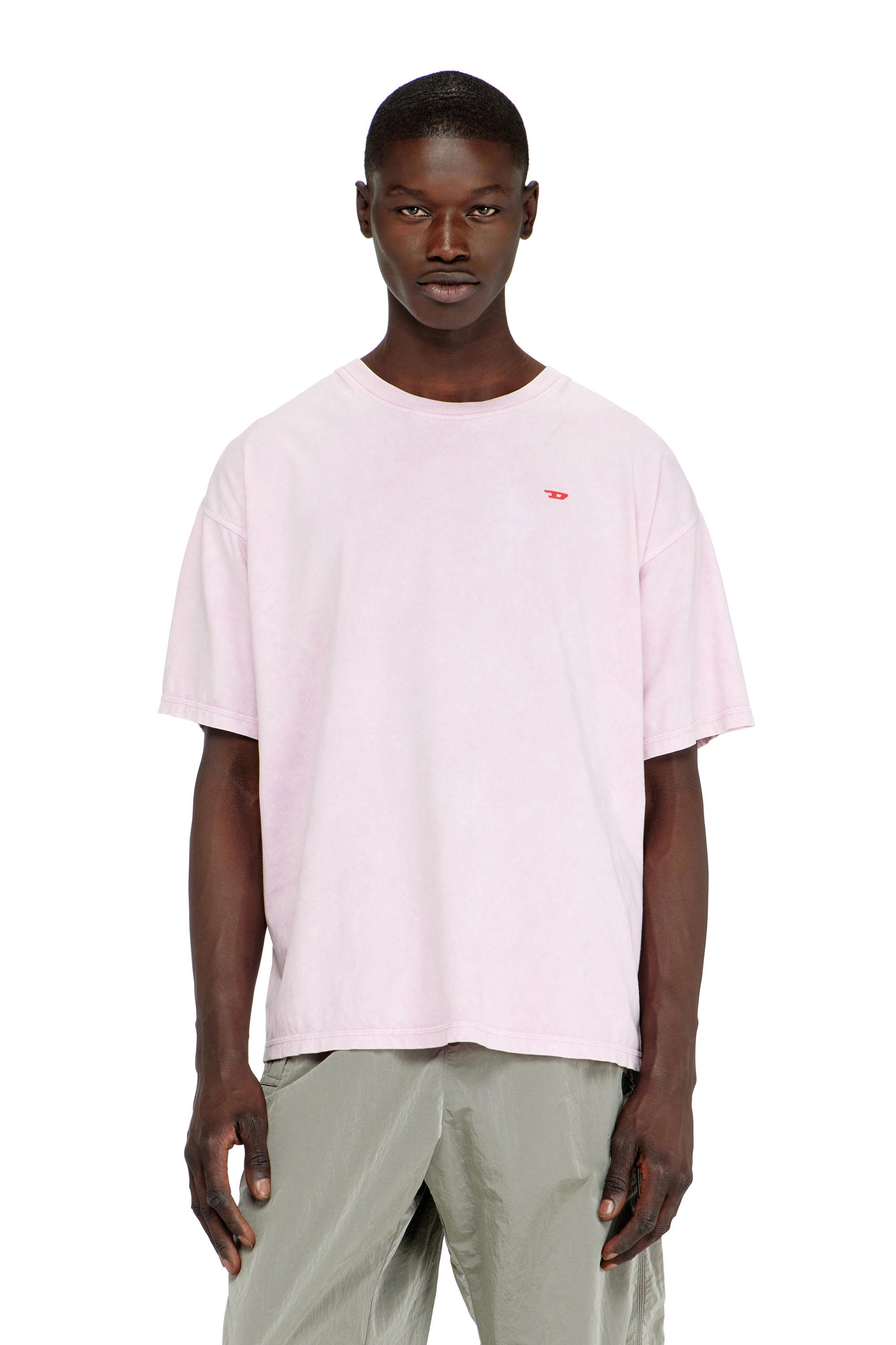 Diesel - T-BOXT-AA14, Herren Baumwoll-T-Shirt mit behandelten Effekt in Rosa - 1