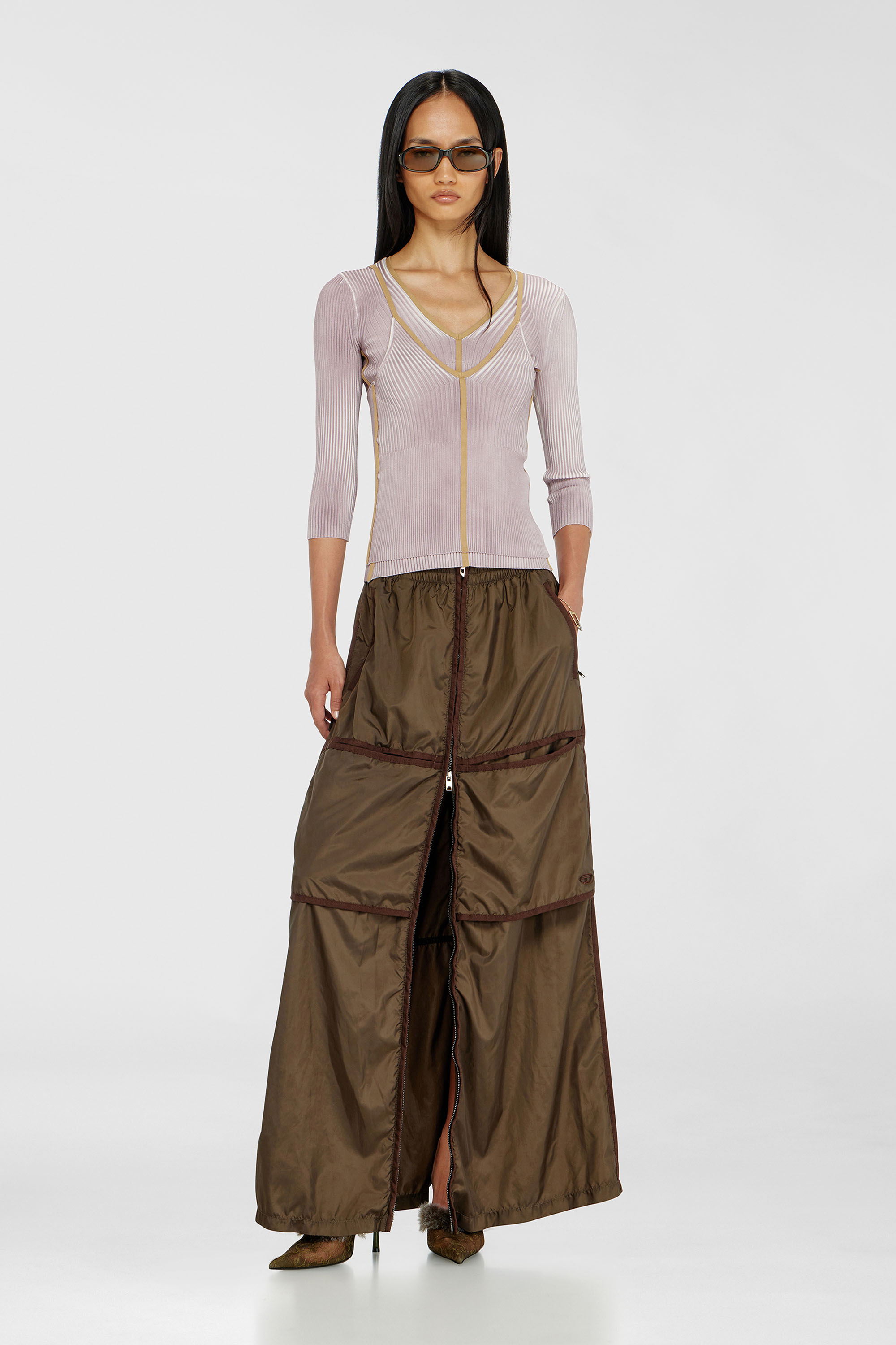 Diesel - M-SARMITE, Damen Rippstrick-Cami-Top mit kontrastierenden B&auml;ndern in Lila - 2