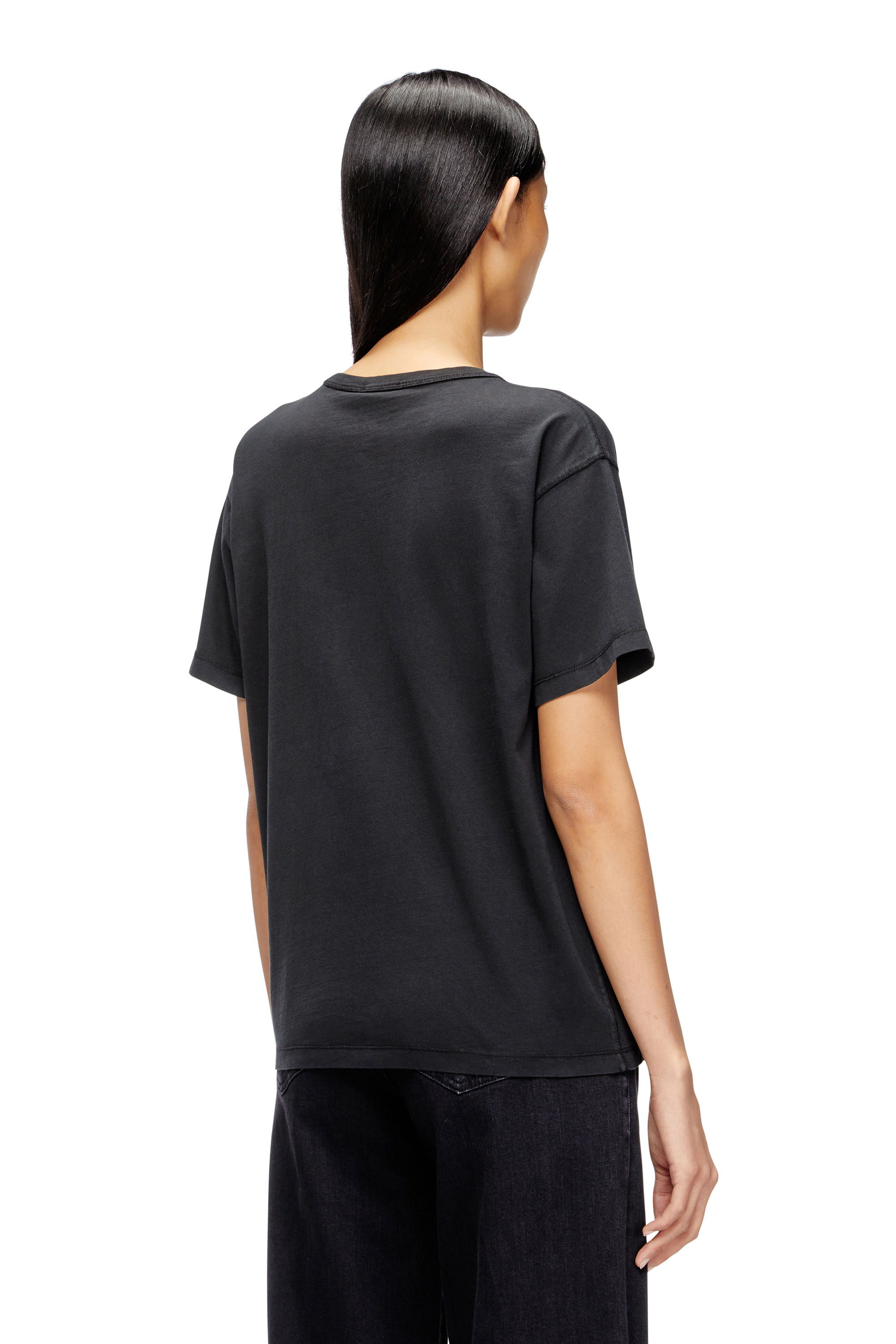 Diesel - T-NORMY-OD-S1, Damen Cotton T-shirt with metallic Oval D in Schwarz - 4