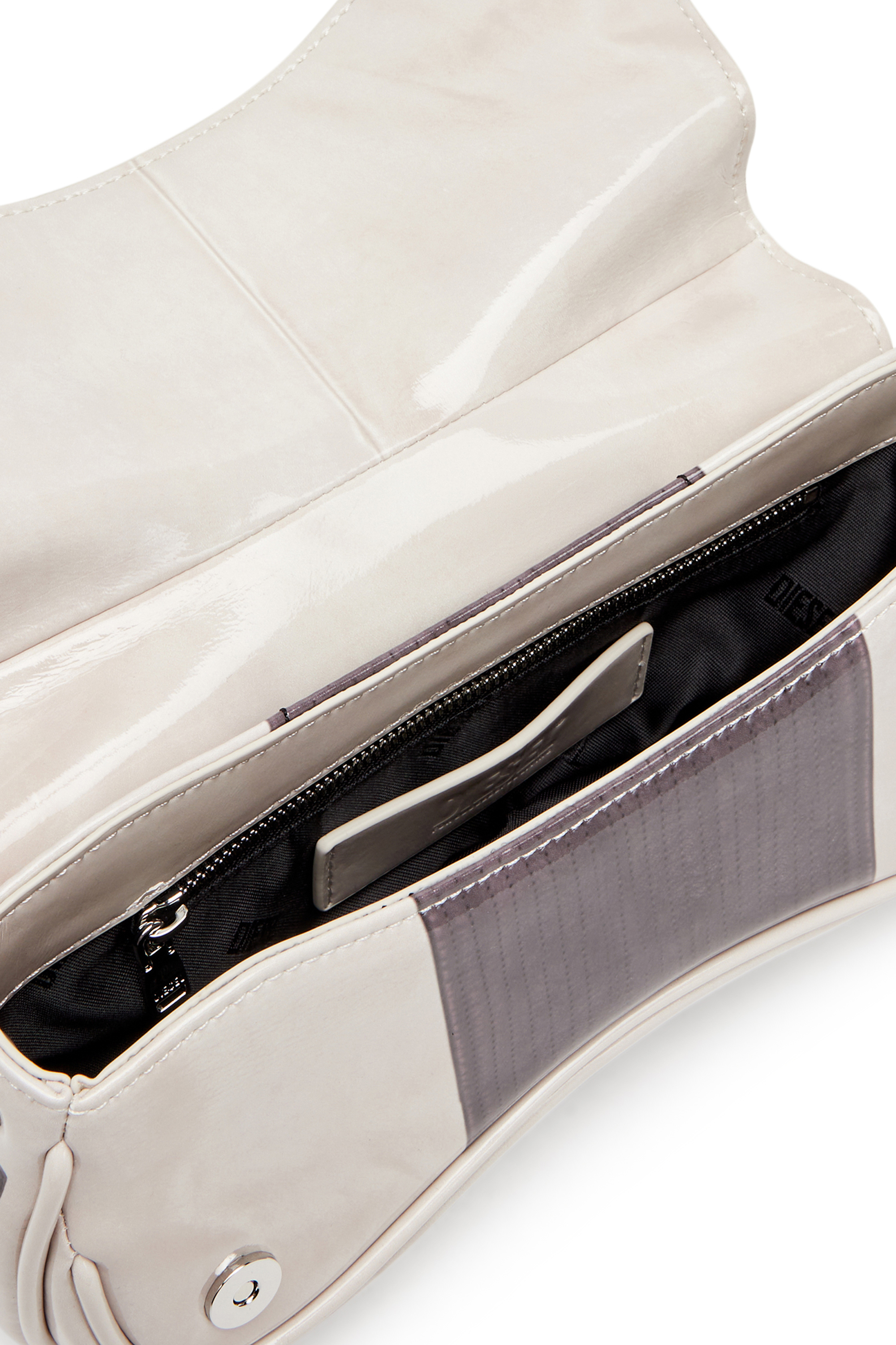 Diesel - PLAY CLUTCH, Damen Play-Gl&auml;nzende Clutch mit Biker-Details in Hellgrau - 4