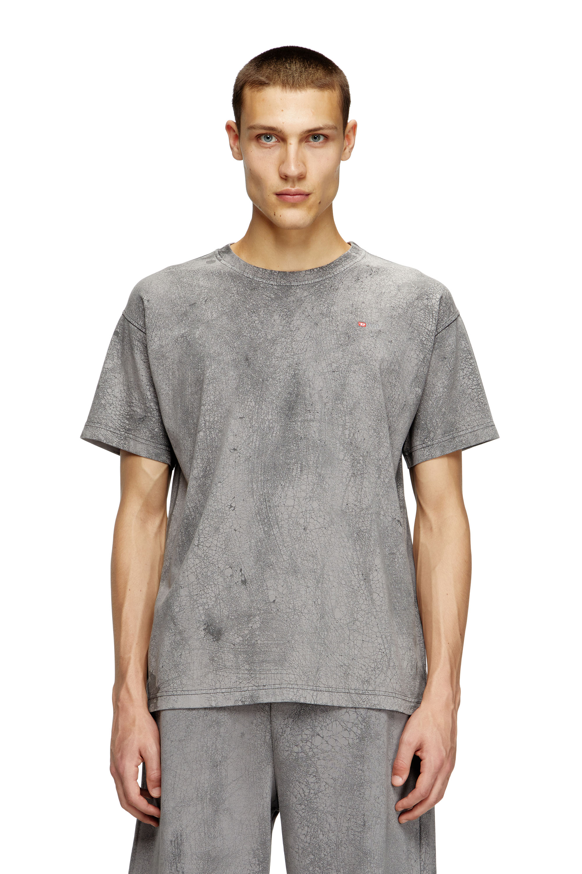 Diesel - T-NORM-T8, Herren T-Shirt aus gewachstem Jersey in Grau - 1