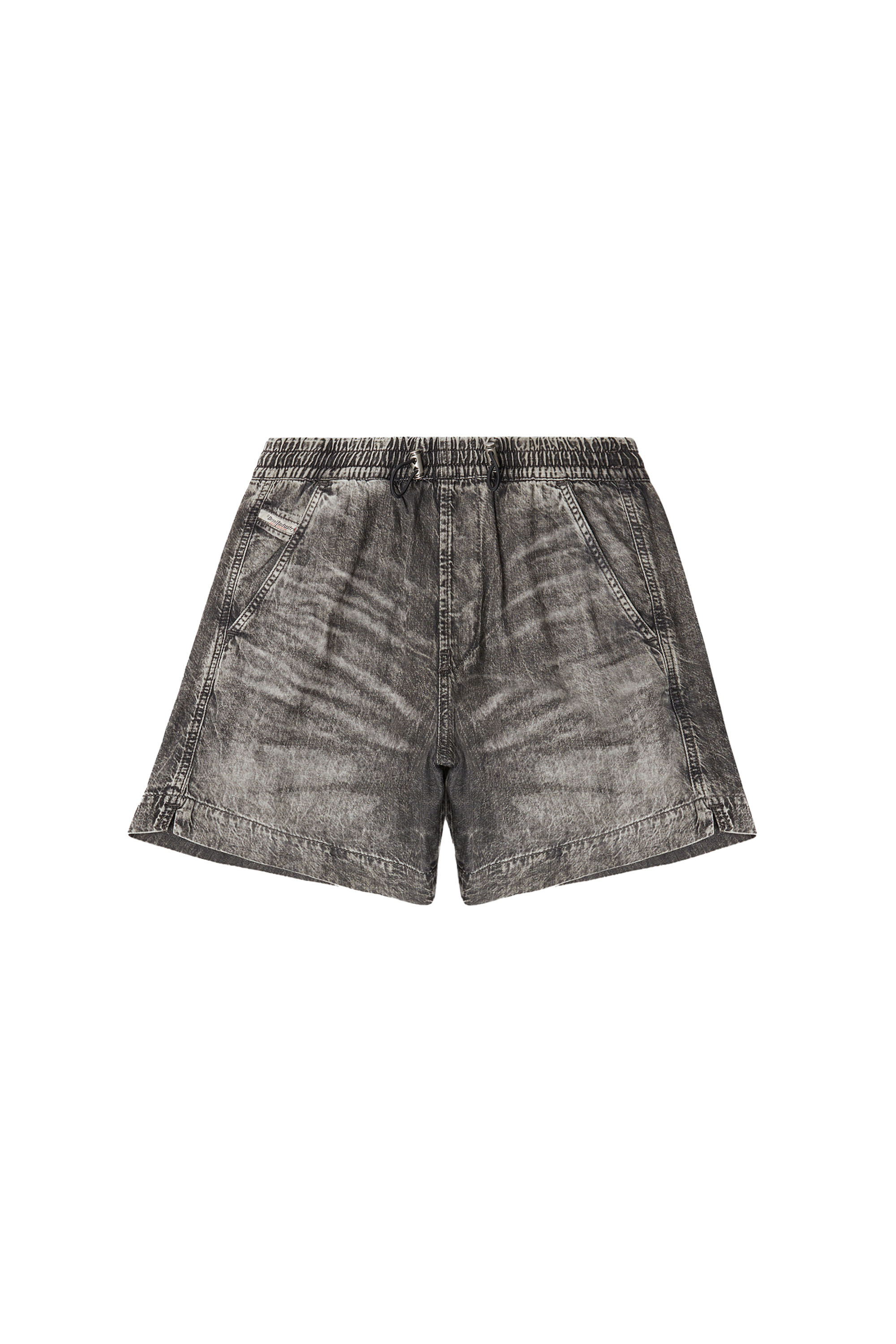 Diesel - D-TENNI-S1, Unisex Shorts aus marmoriertem Denim in Schwarz - 3