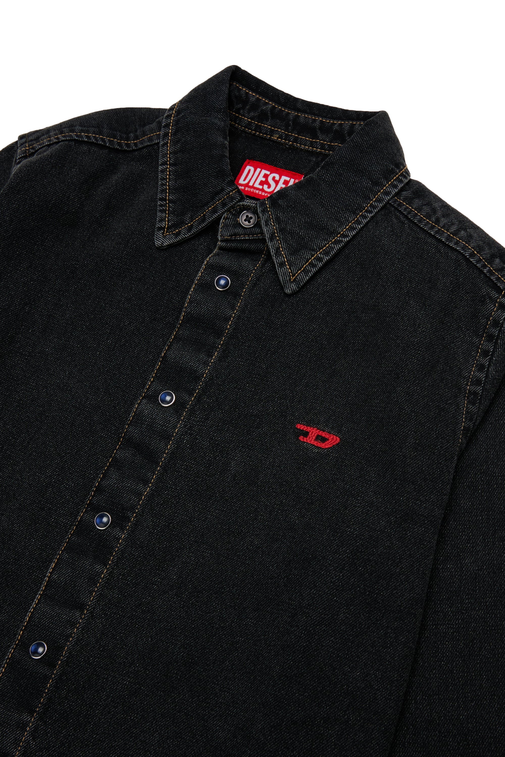 Diesel - CSIMPLY-OVER, Herren Denimhemd mit D-Logo-Stickerei in Schwarz/Dunkelgrau - 3