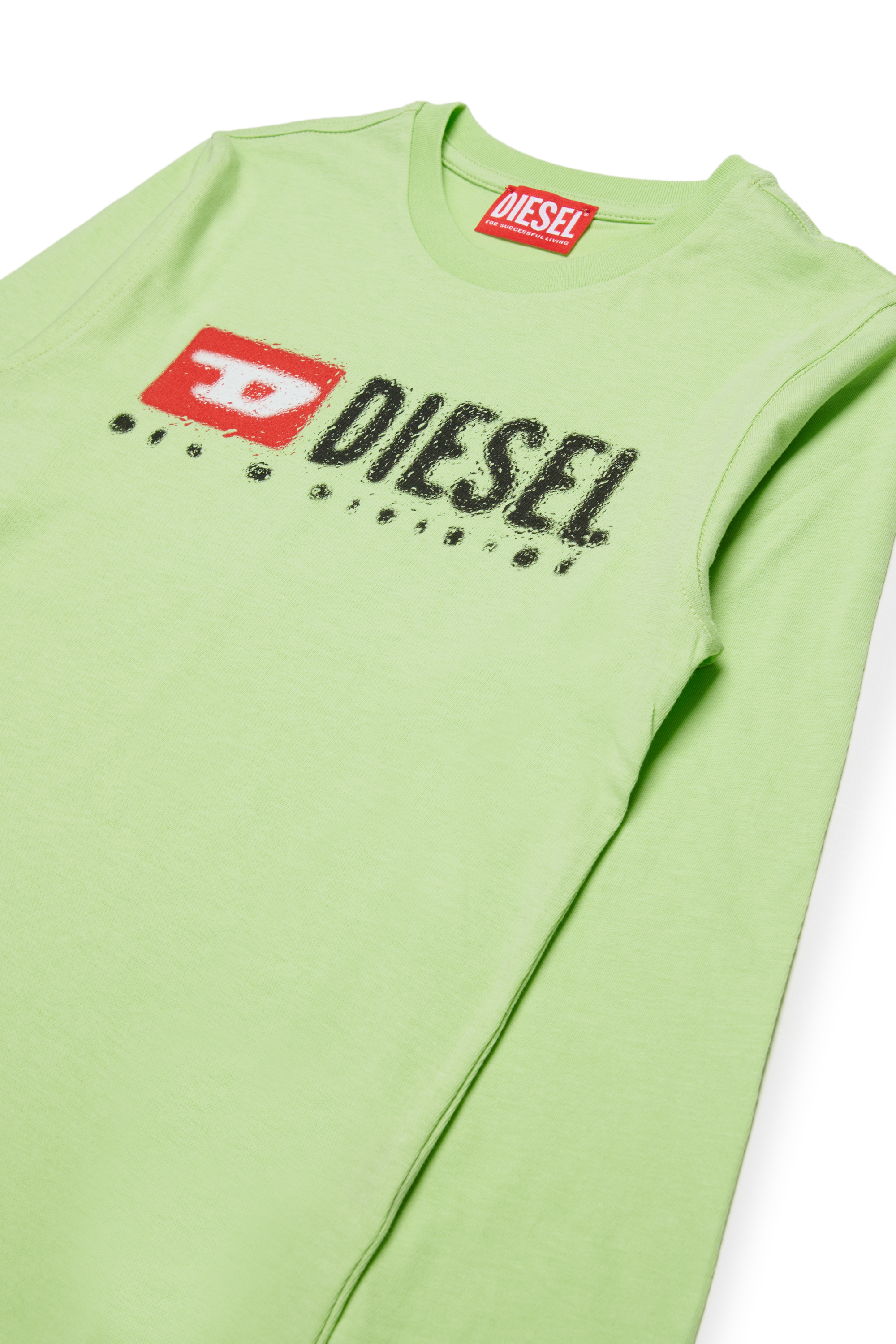 Diesel - TDROPS, Herren Rundhals-T-Shirt aus Baumwolle mit Logodruck in Grün - 3