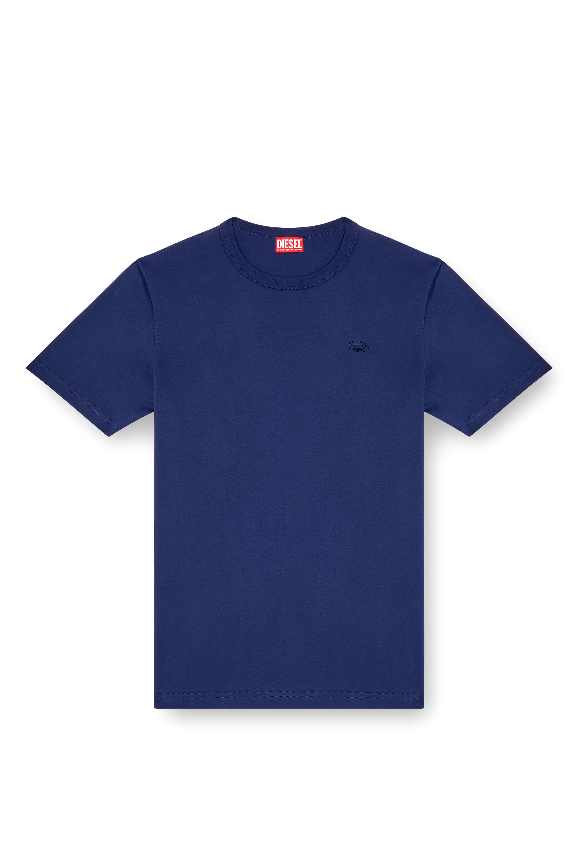 Diesel - T-ADJUST-SLITS-R17, Man's T-shirt with tonal logo embroidery in Night Blue - 3