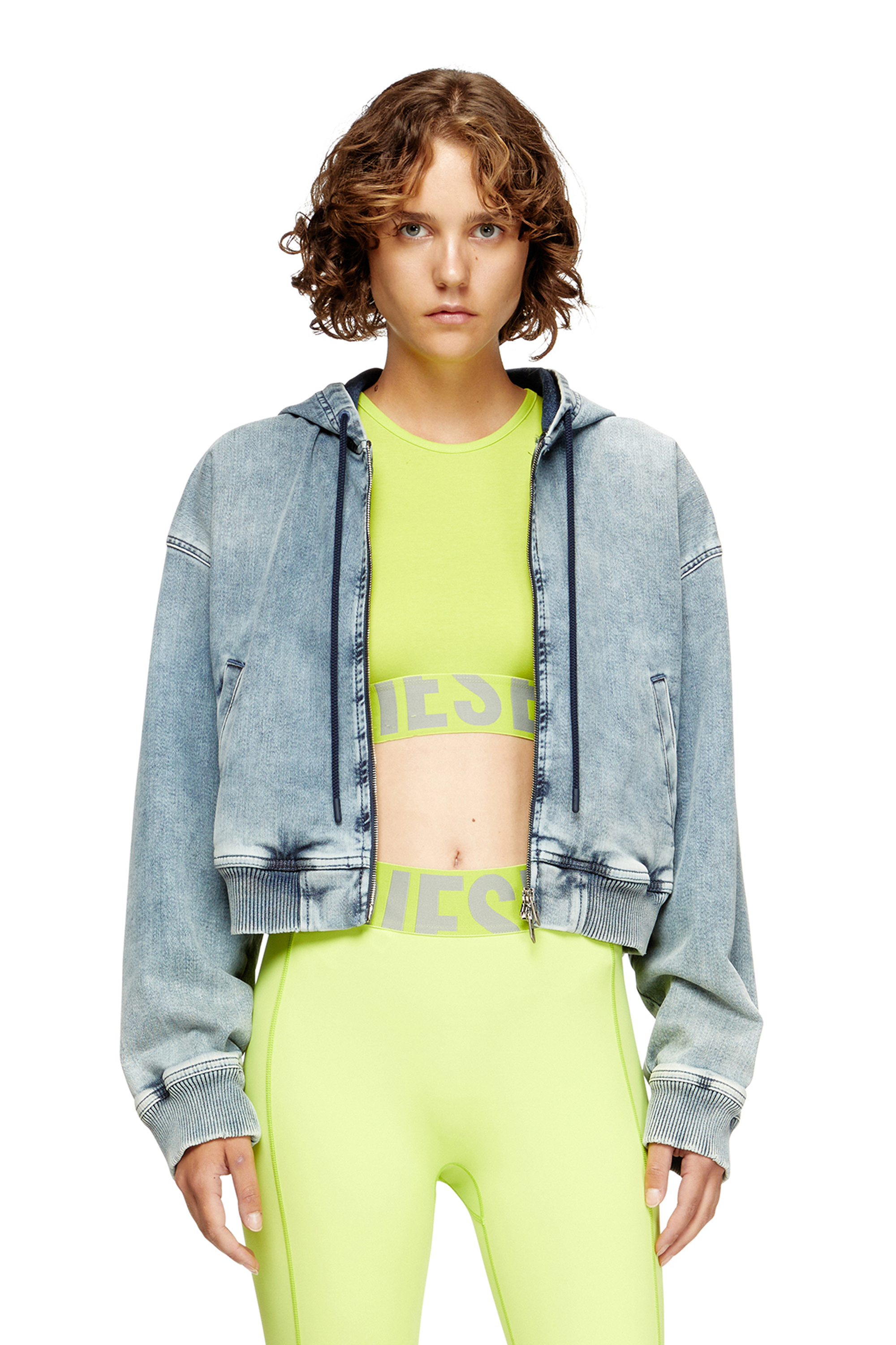 Diesel - ADA-D-POP, Damen Verkürztes Tanktop mit Cut-off-Logo in Neongrün - 4