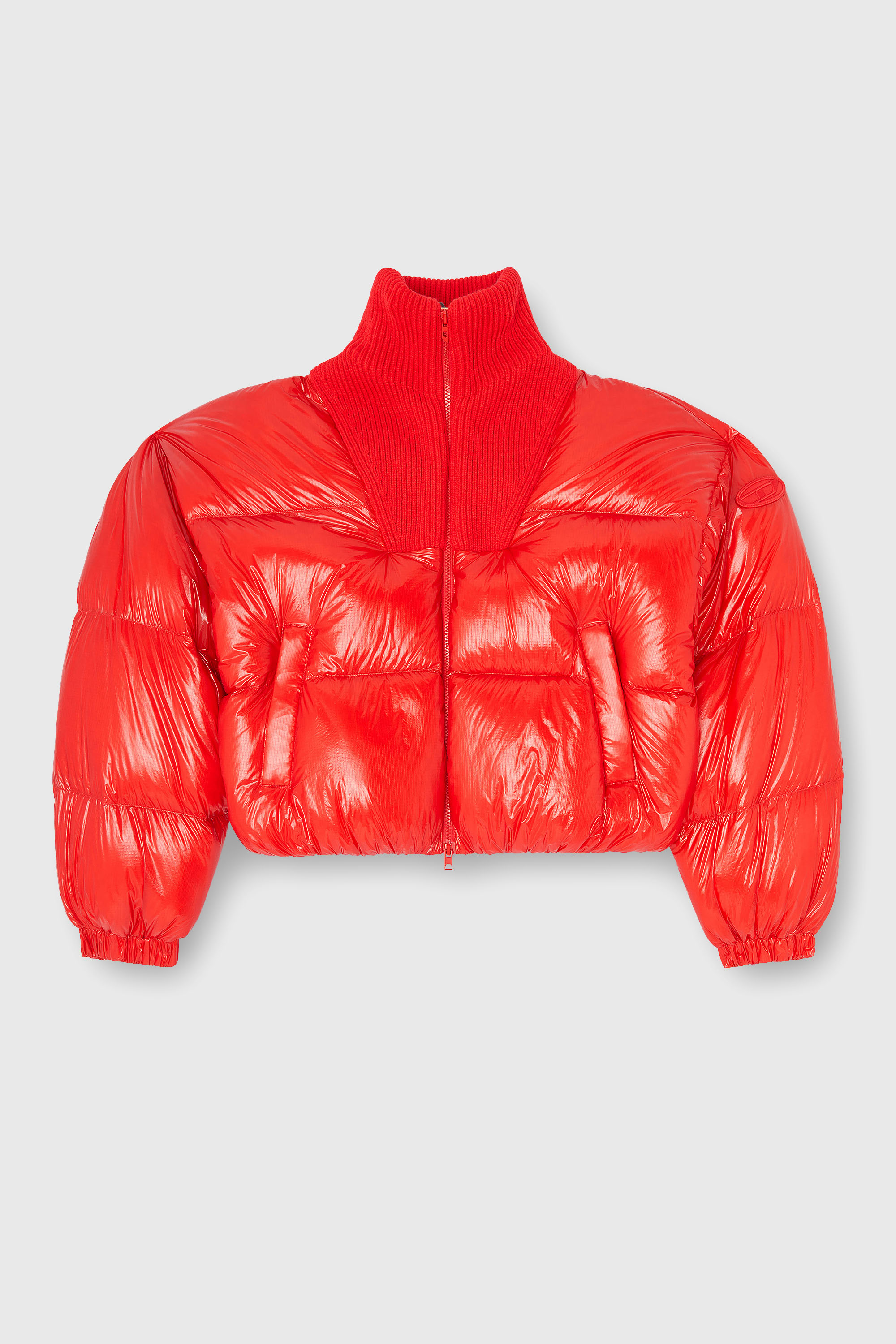 Diesel - W-ARRIOR, Damen Daunen-Steppjacke aus Ripstop mit Strickkragen in Rot - 2