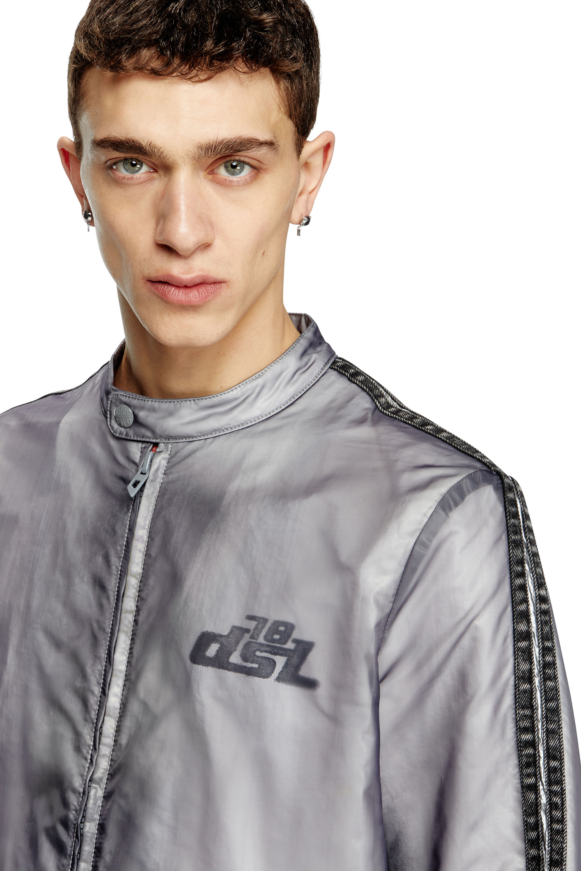 Diesel - J-POP, Herren Bikerjacke mit transparentem Effekt in null - 5