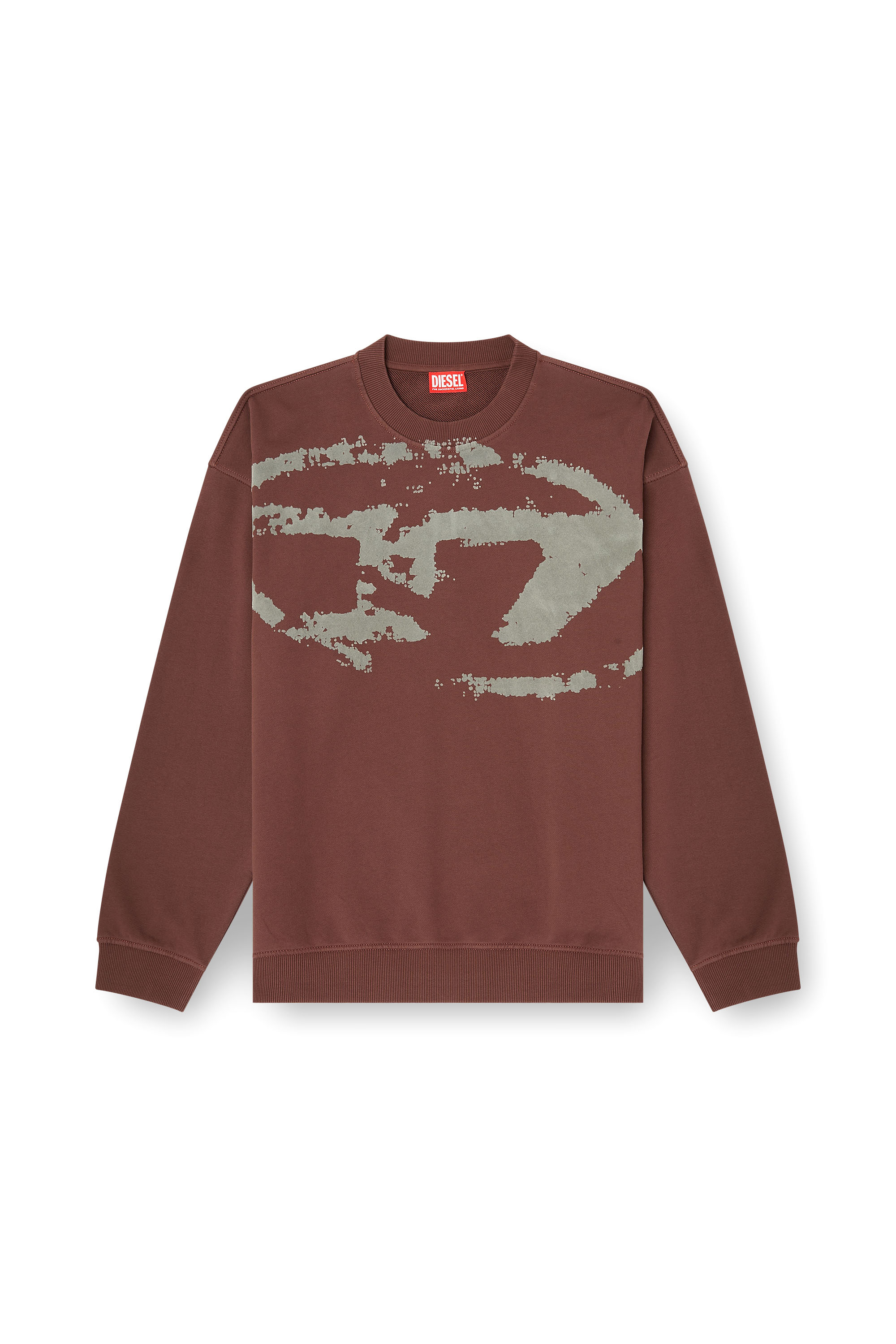 Diesel - S-BOXT-N5, Herren Baumwoll-Sweatshirt mit geflocktem Oval D in Braun - 3