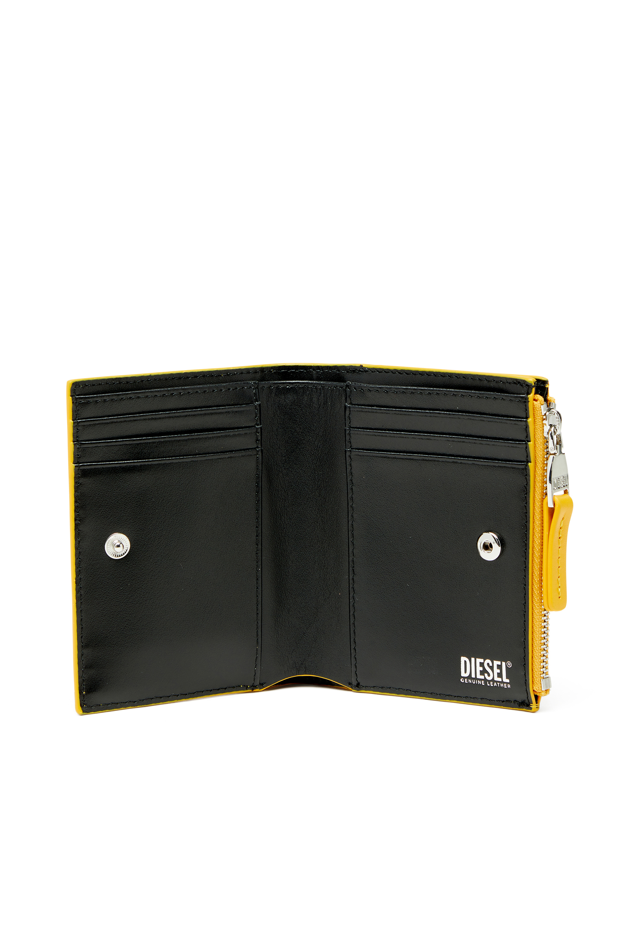 Diesel - 1DR BI-FOLD ZIP II, Damen Kleines Faltportemonnaie aus Leder in Gelb - 3