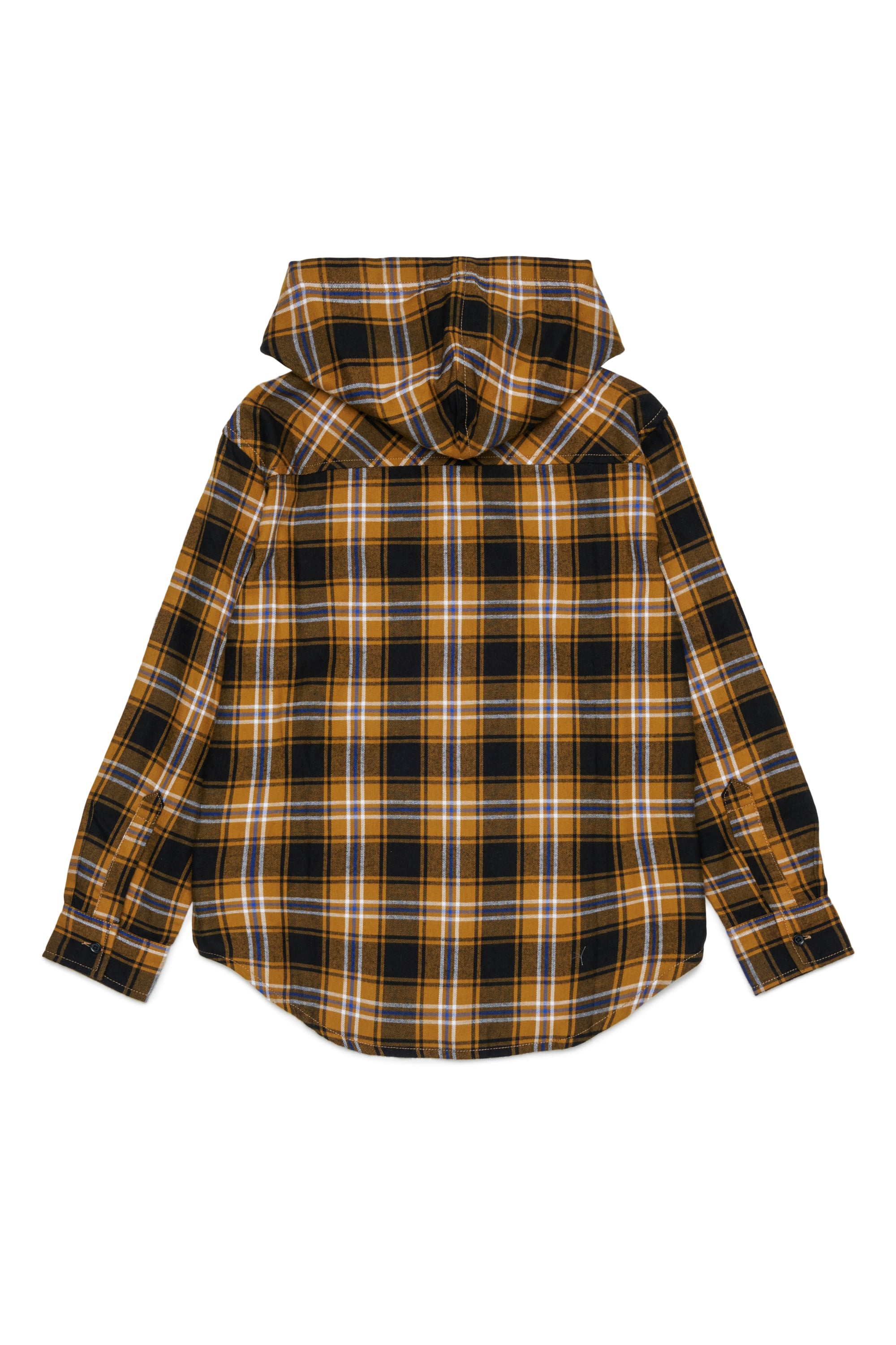 Diesel - CHECK OVER, Man's Hooded check shirt with Oval D embroidery in Brown - 2