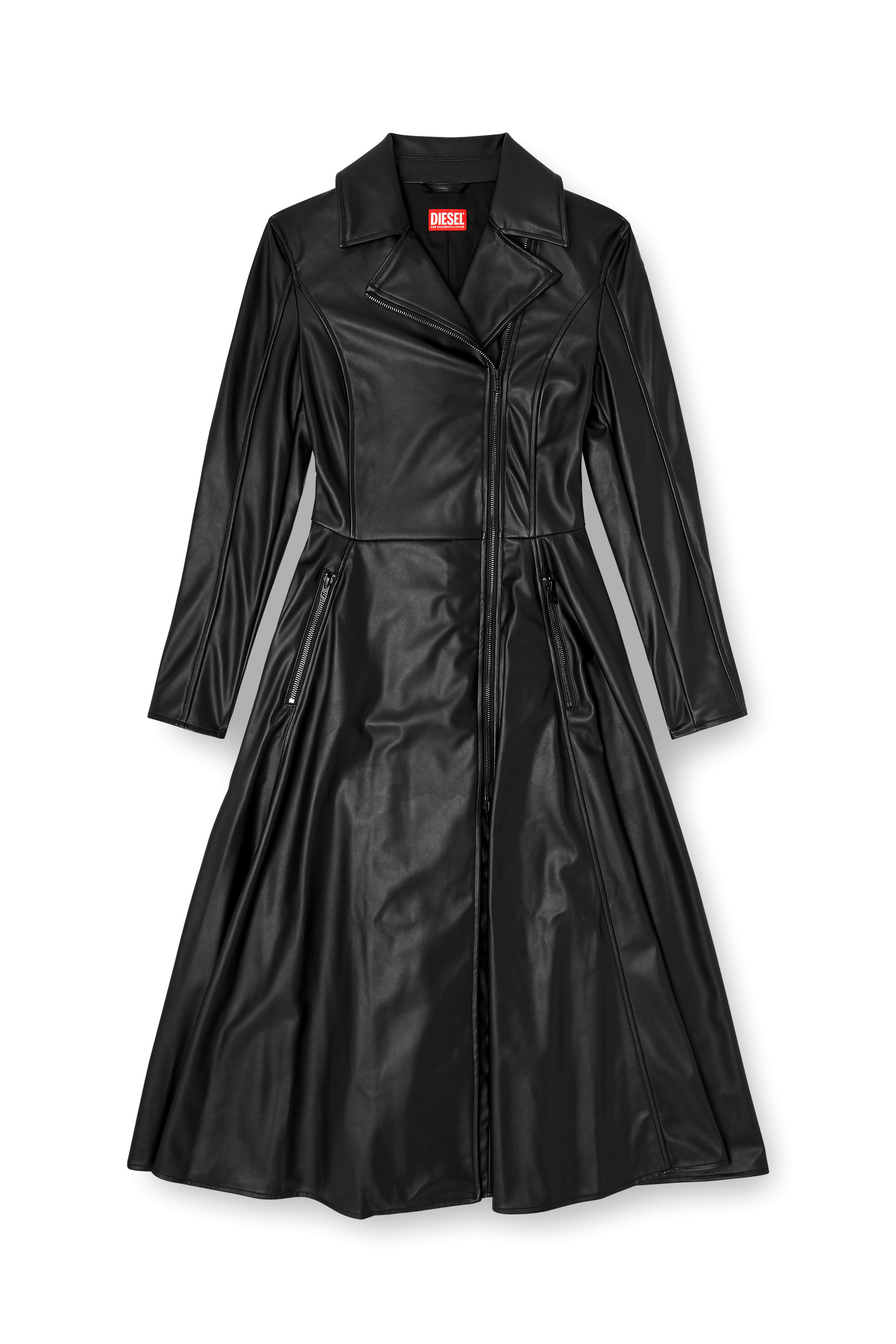 Diesel - D-RAGON, Damen Midi-Mantelkleid mit Biker-Details in null - 1