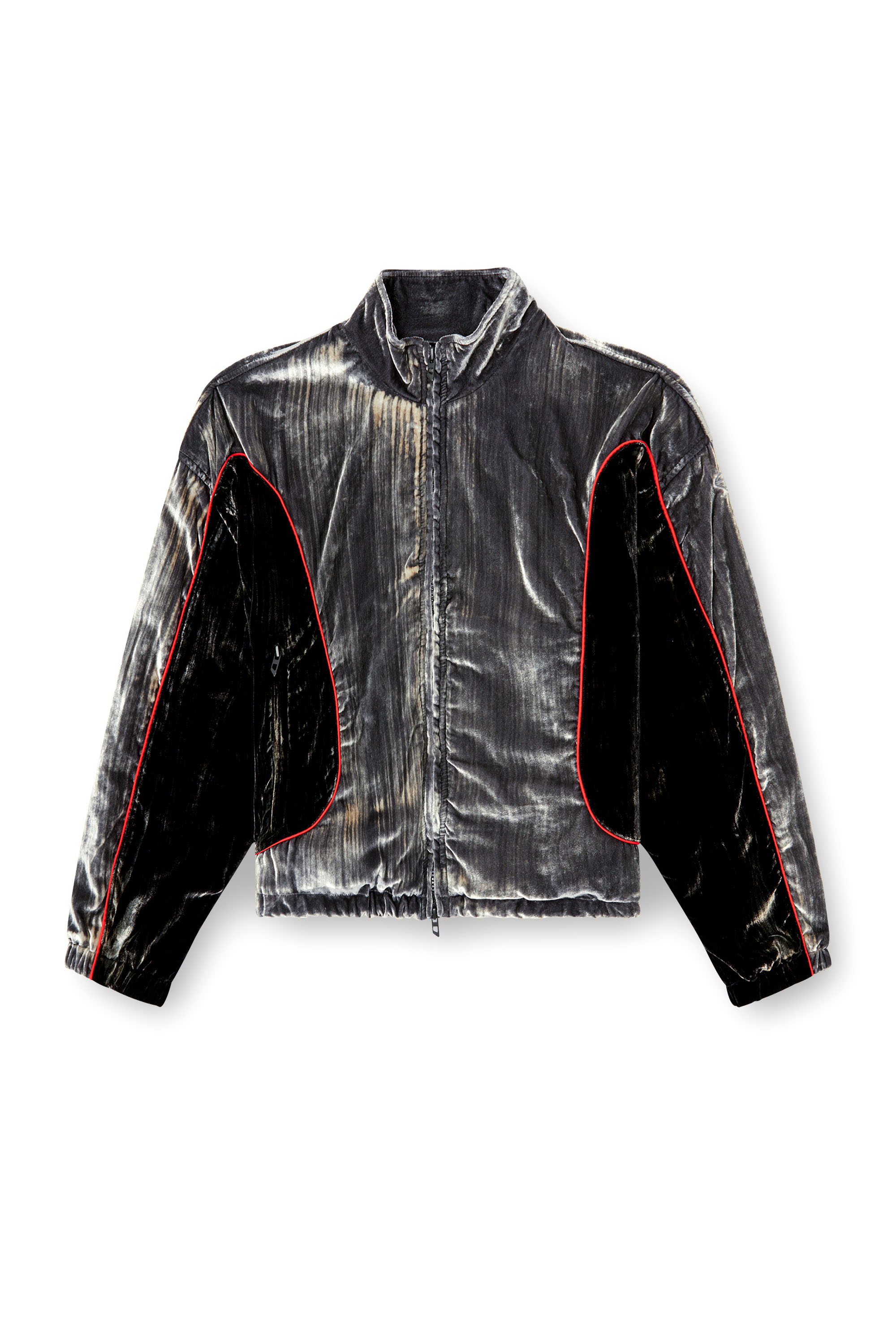 Diesel - G-RIFFIN, Damen Trackjacke aus behandeltem Samt in Dunkelgrau - 3