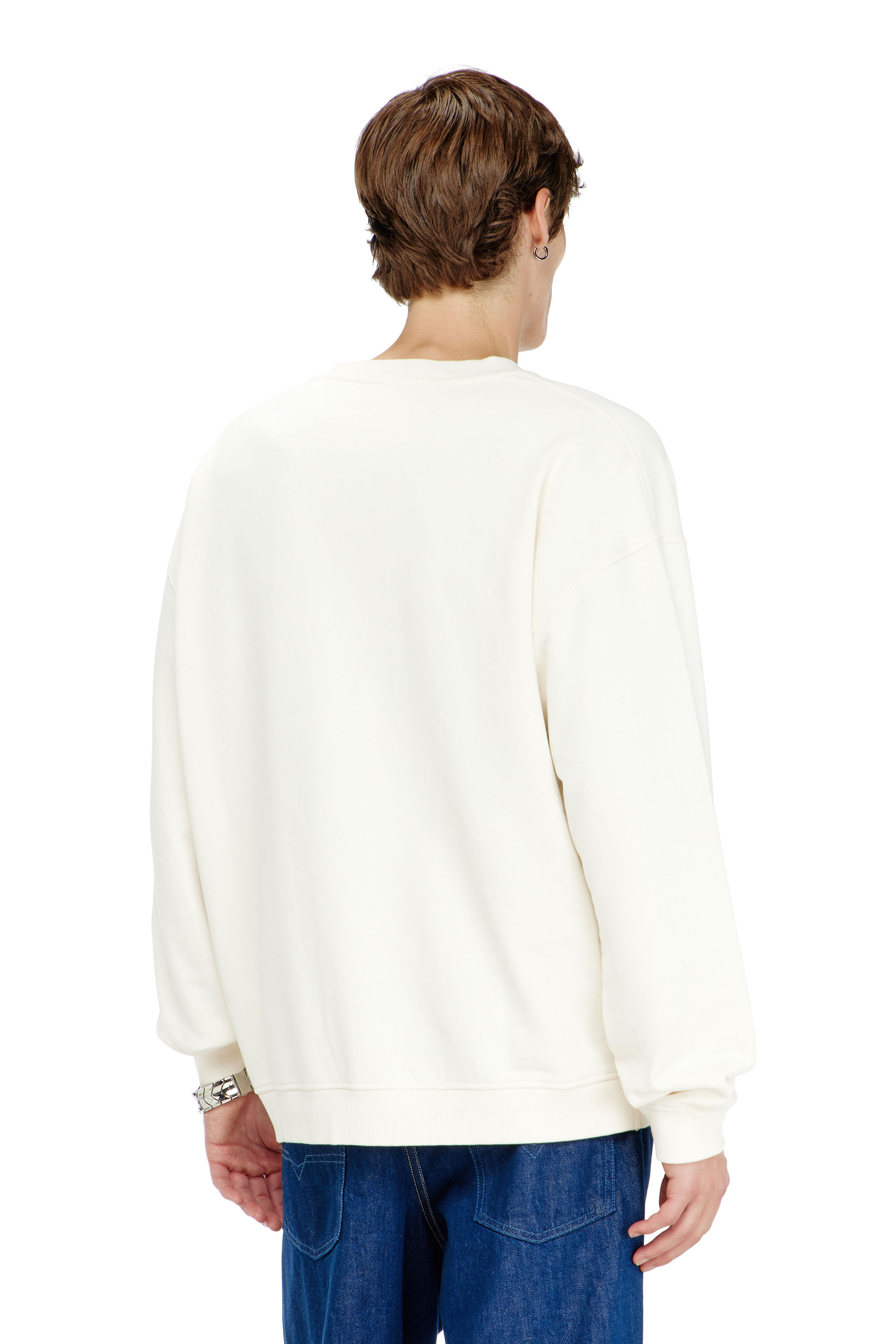 Diesel - S-BOXT-N5, Herren Baumwoll-Sweatshirt mit geflocktem Oval D in Schwarz/Weiss - 4