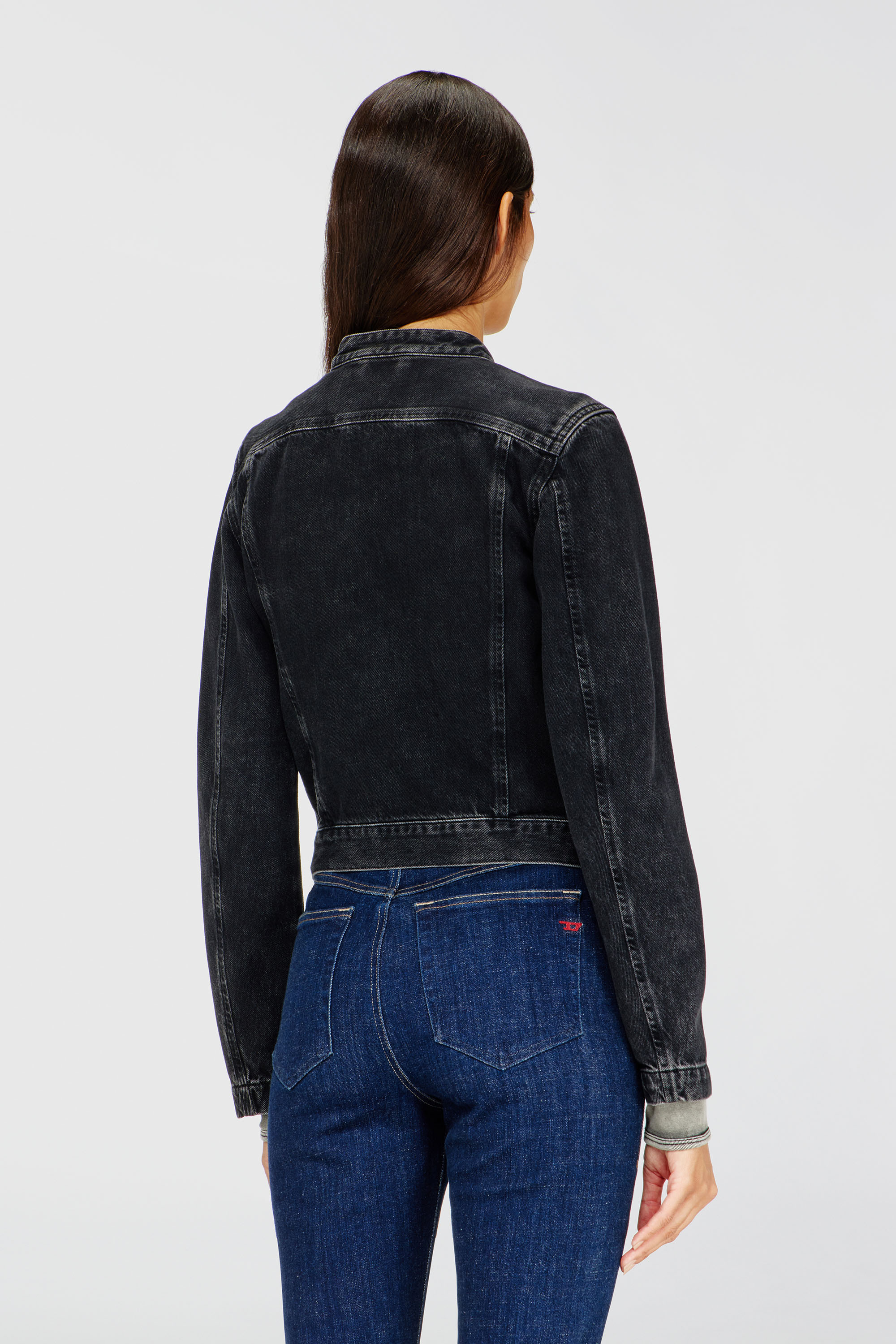 Diesel - DE-MORNIN, Damen Motorradjacke aus Denim in Clean-Wash-Denim in Schwarz - 3