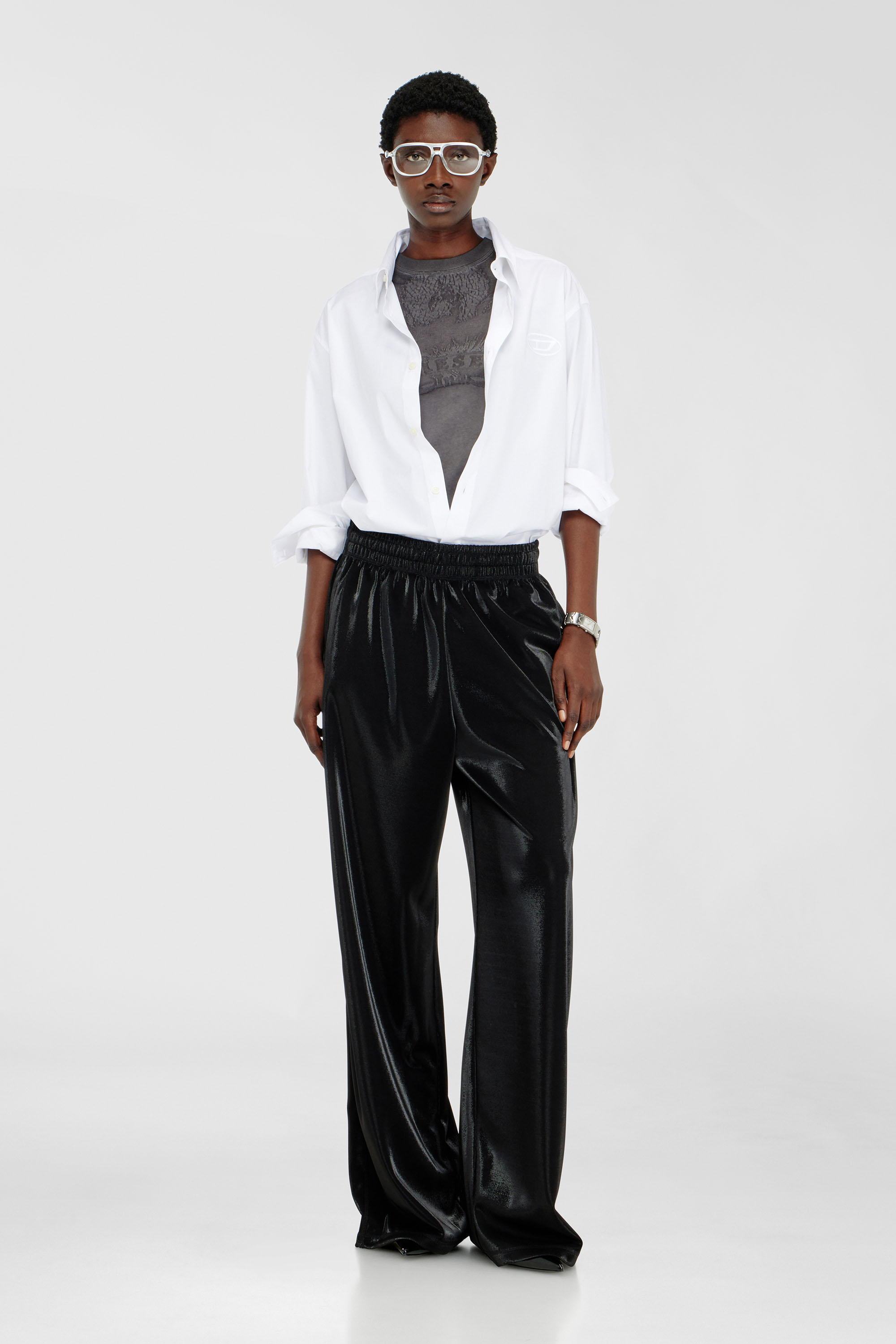 Diesel - T-ILA-AA7, Damen Slim T-shirt mit d&eacute;vor&eacute; Phoenix in Dunkelgrau - 1
