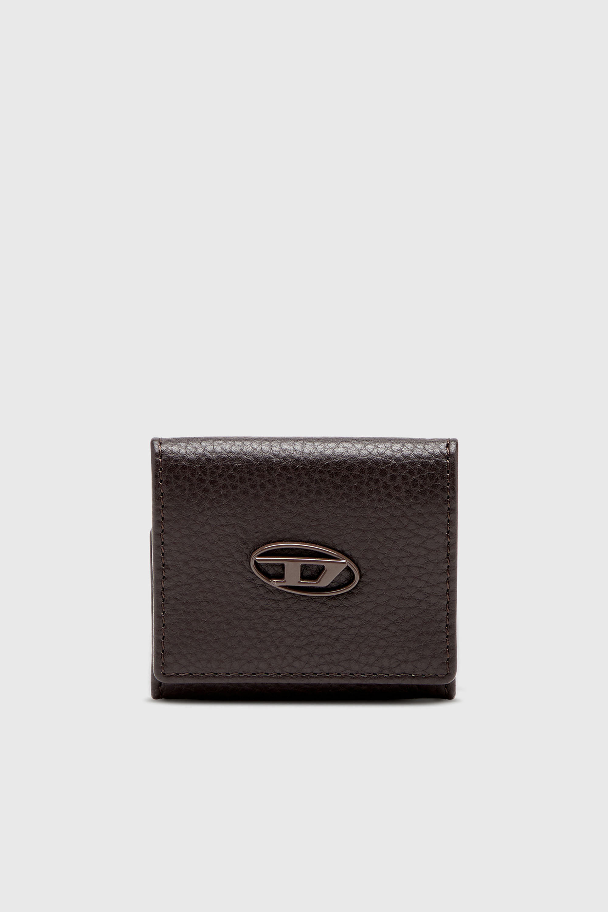 Diesel - HISSU EVO COIN CASE, Herren M&uuml;nzetui aus genarbtem Leder in Dunkelbraun - 1