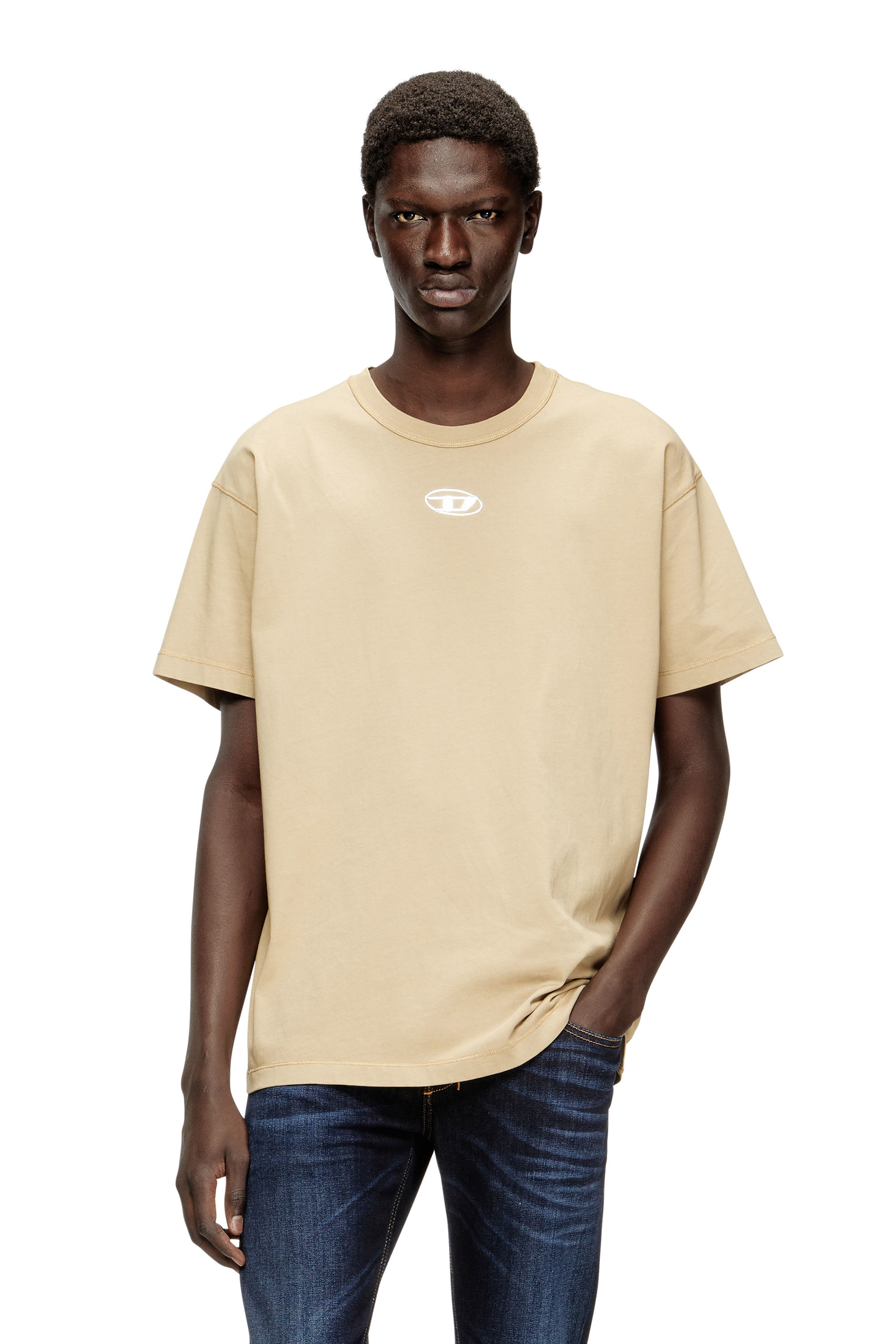 Diesel - T-NORM-IOD, Herren Light cotton T-shirt with metallic Oval D logo in Beige - 1