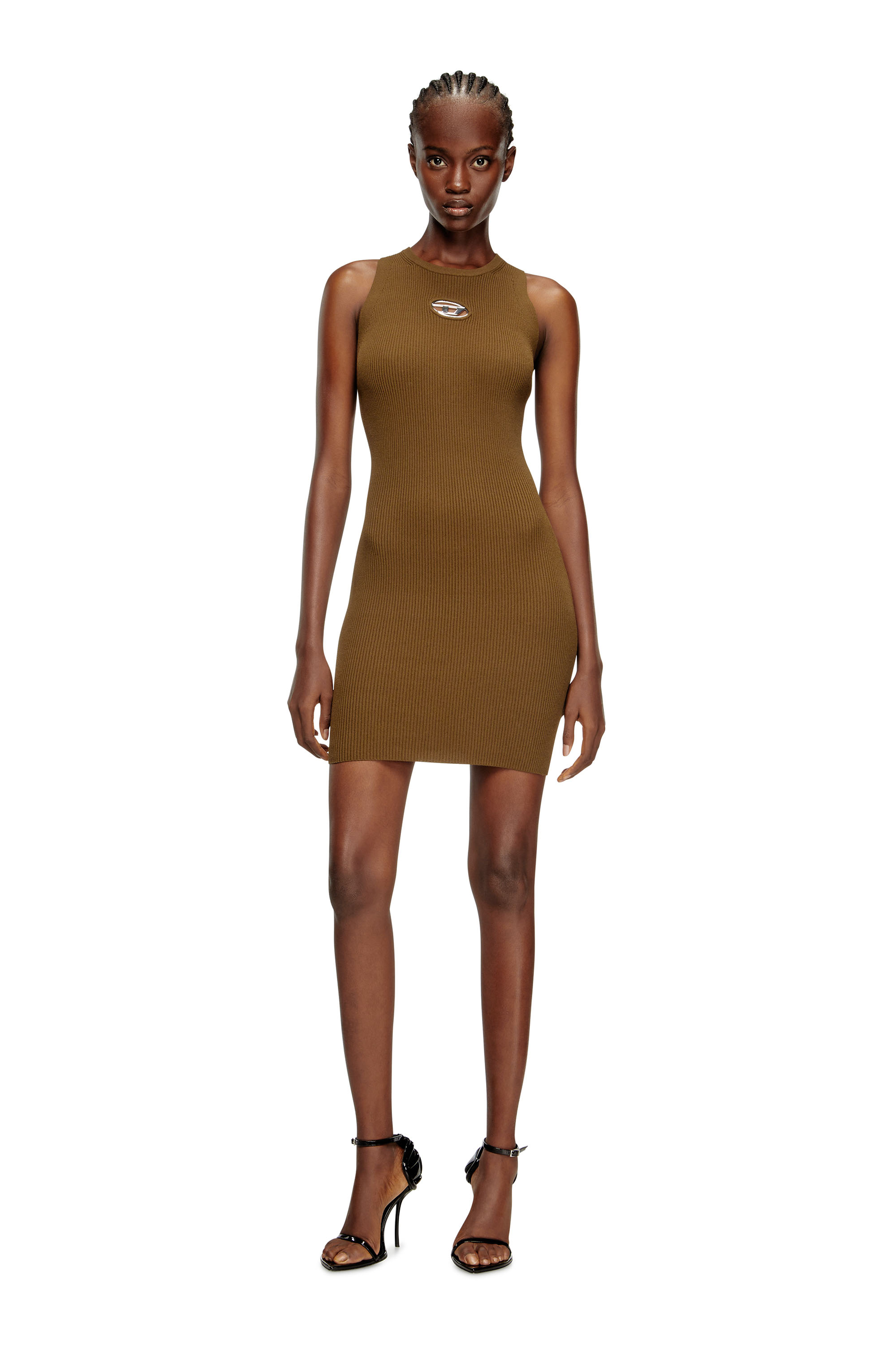 Diesel - M-CADDIX, Damen Ärmelloses Kleid aus Rippstrick in Braun - 3