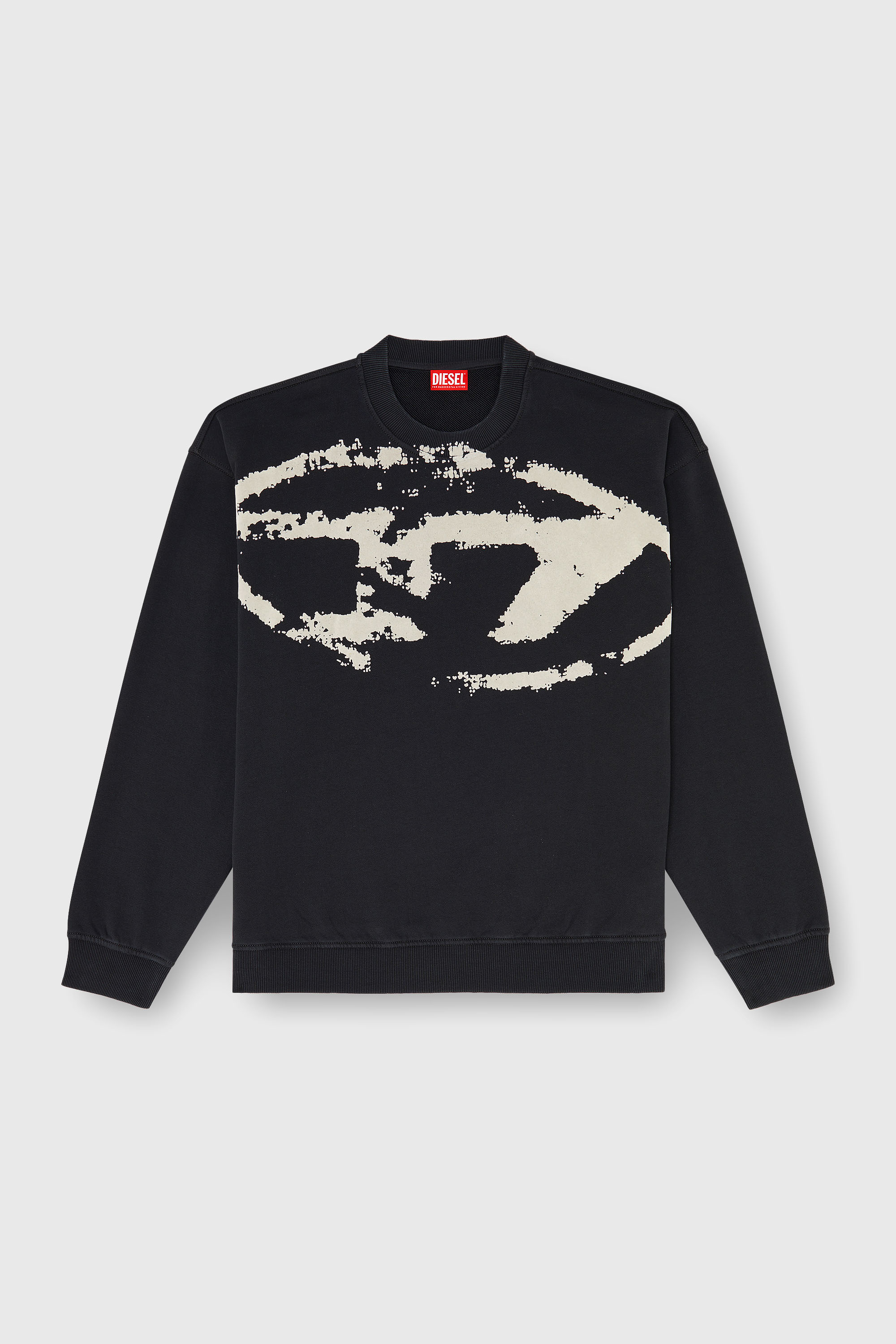 Diesel - S-BOXT-N5, Herren Baumwoll-Sweatshirt mit geflocktem Oval D in Schwarz - 2