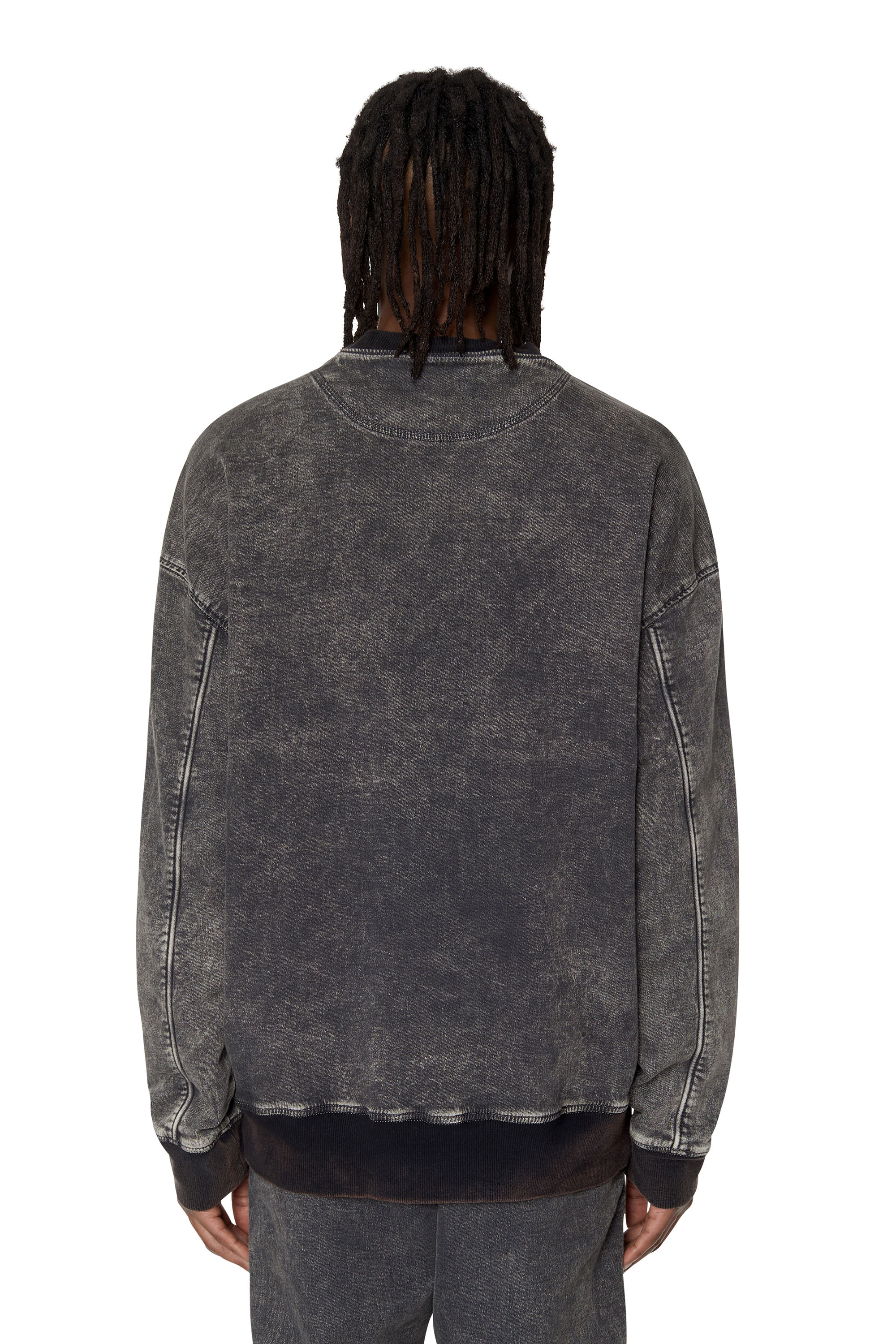 Diesel - D-KRIB TRACK DENIM SWEATSHIRT, Schwarz/Dunkelgrau - Image 4
